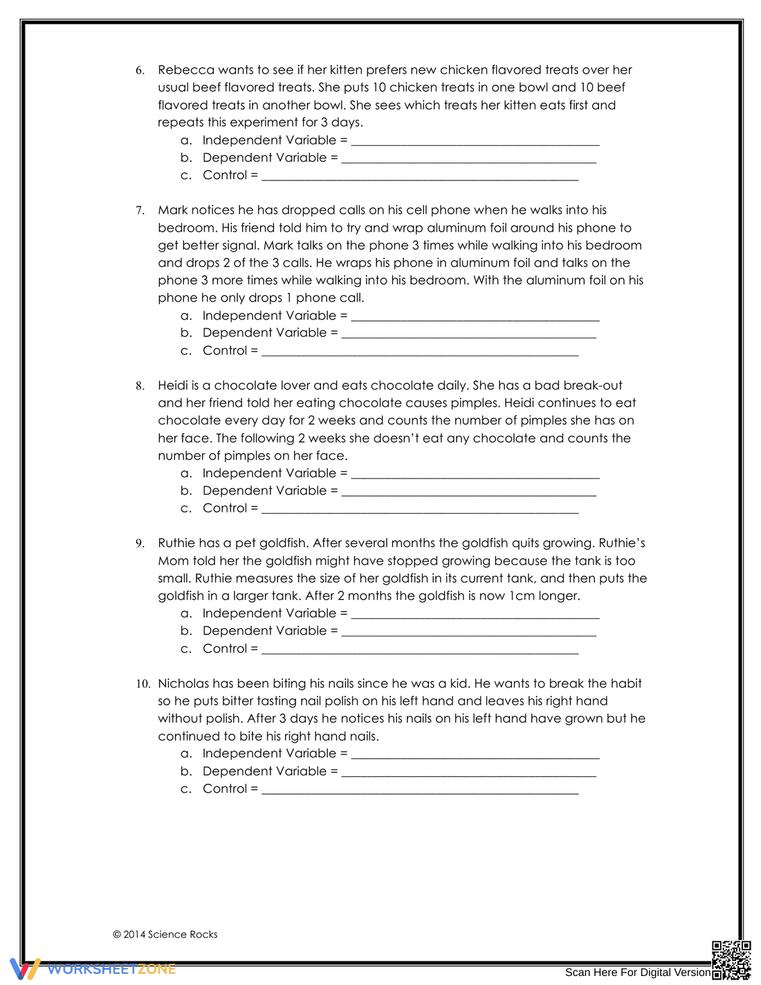 Identifying Variables in Science Worksheet - Page 2