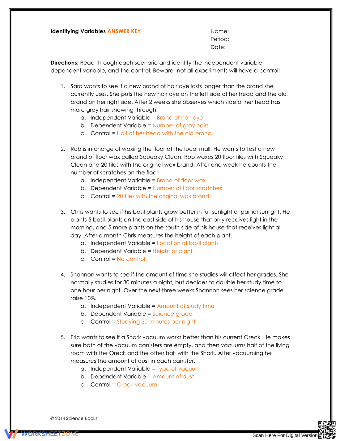 Identifying Variables in Science Worksheet - Page 3