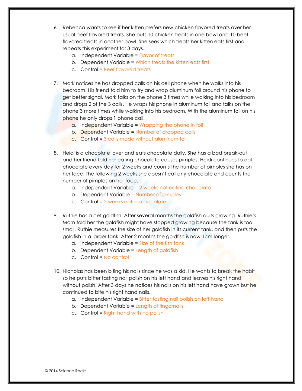 Identifying Variables in Science Worksheet - Page 4