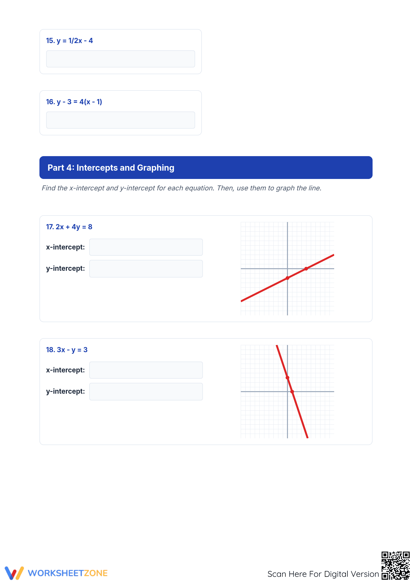 Essential Point-Slope and Slope-Intercept Form Worksheet - Page 4