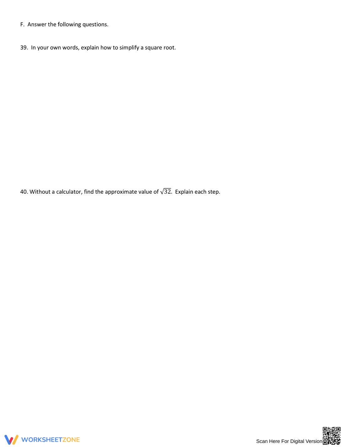 Practice with Square Roots Worksheet - Page 4