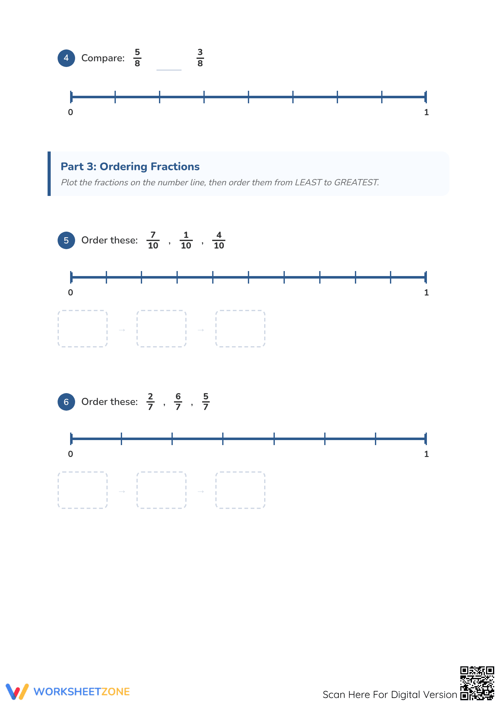 Printable Ordering Fractions Worksheet | Grade 3-5 Math - Page 2