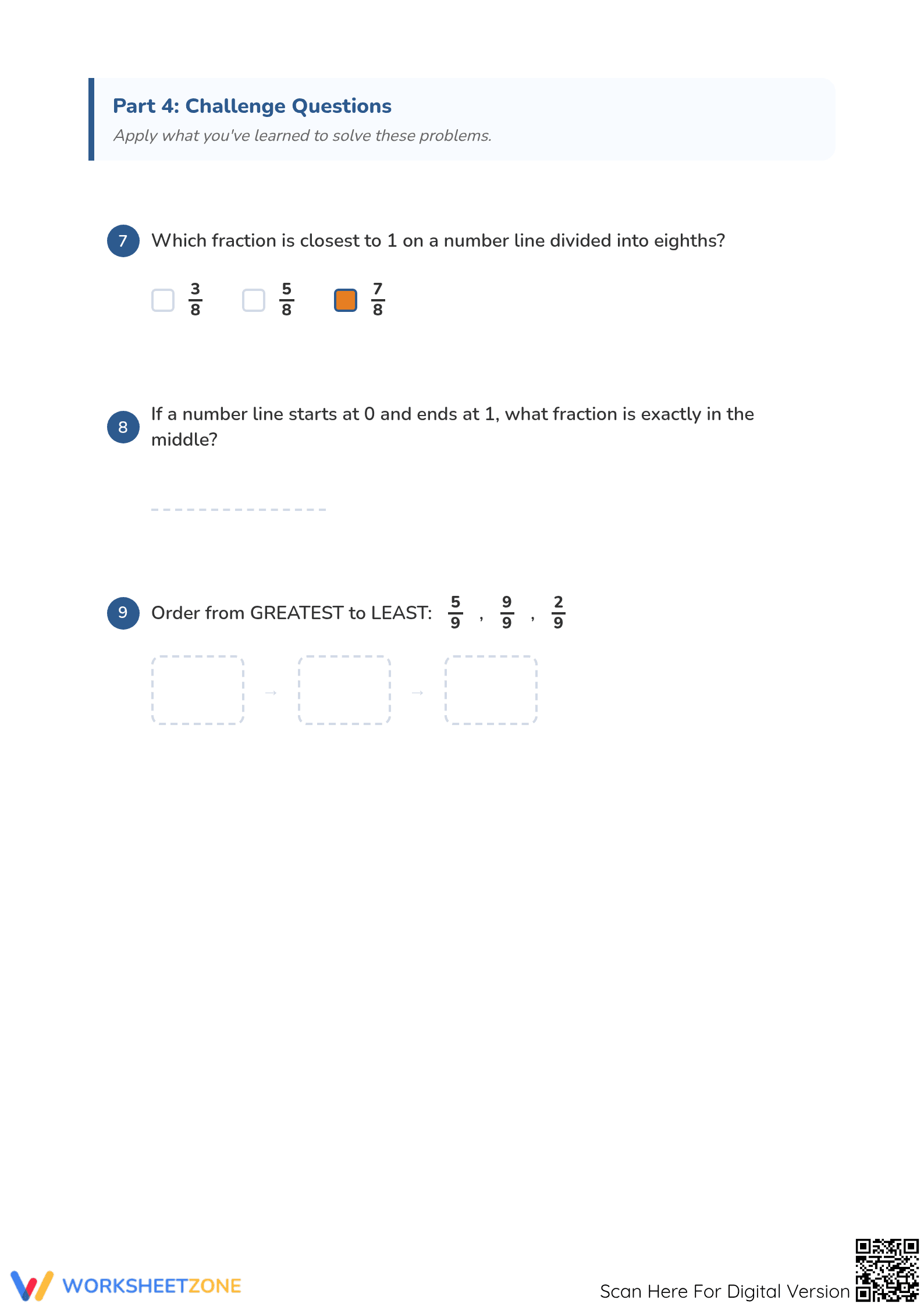 Printable Ordering Fractions Worksheet | Grade 3-5 Math - Page 3