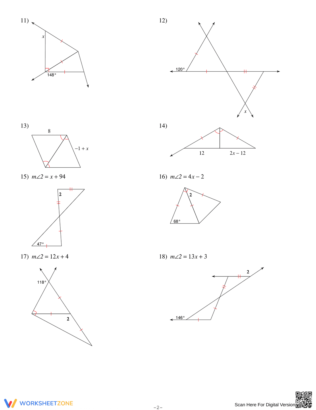 Practice Problems on Isosceles and Equilateral Triangles
- Page 2