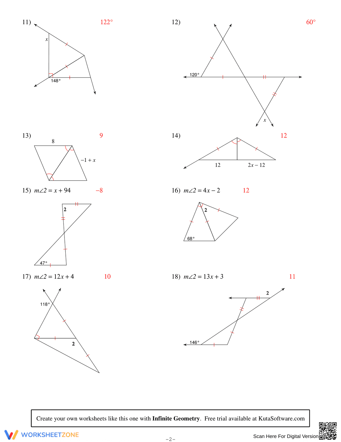 Practice Problems on Isosceles and Equilateral Triangles
- Page 4