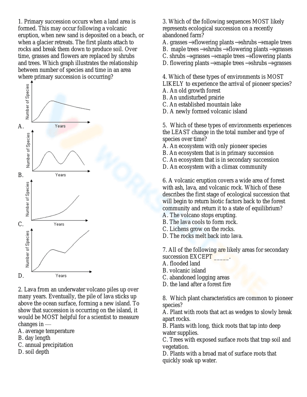 Ecological Succession Worksheet - Page 2