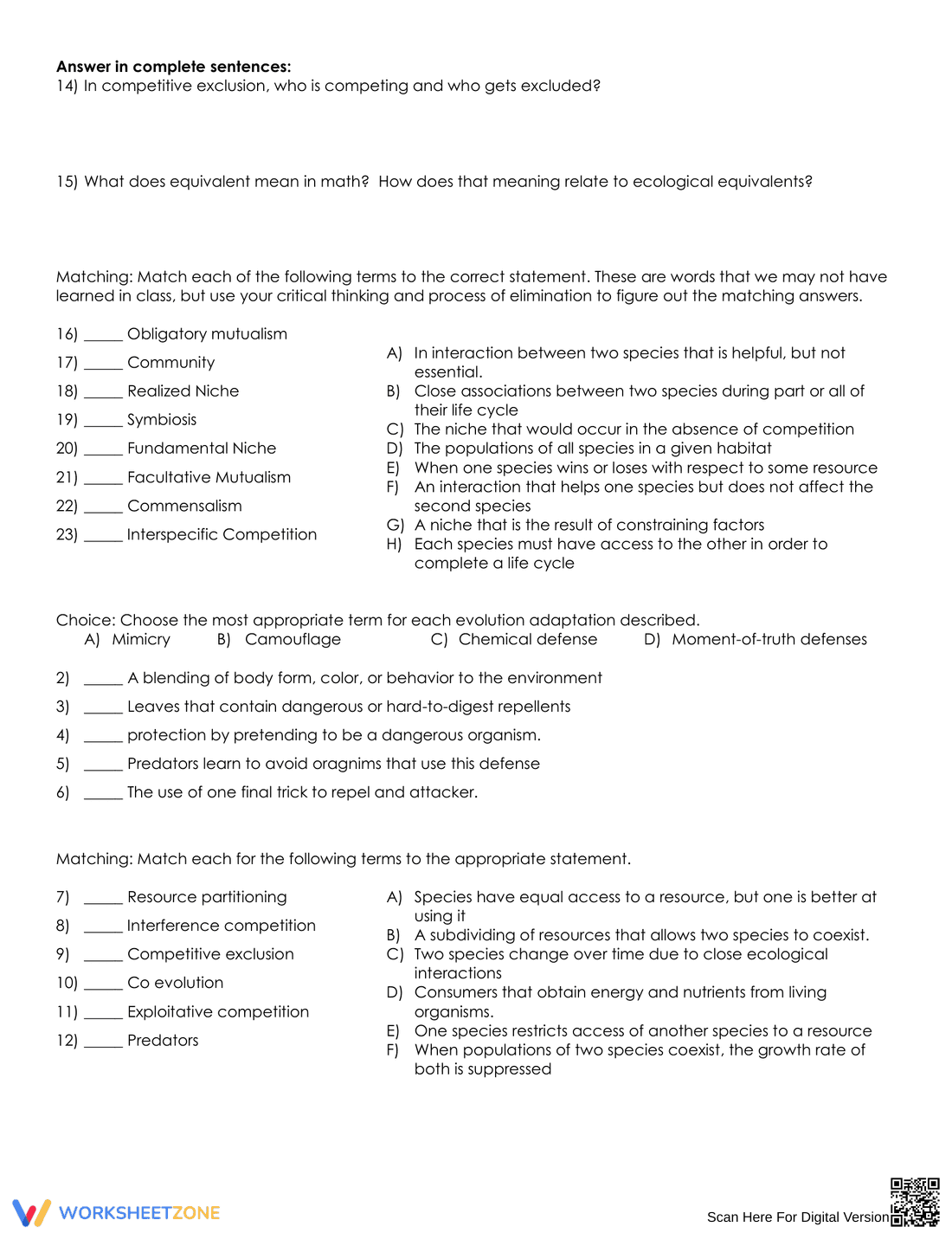 Population Ecology Worksheet - Page 4