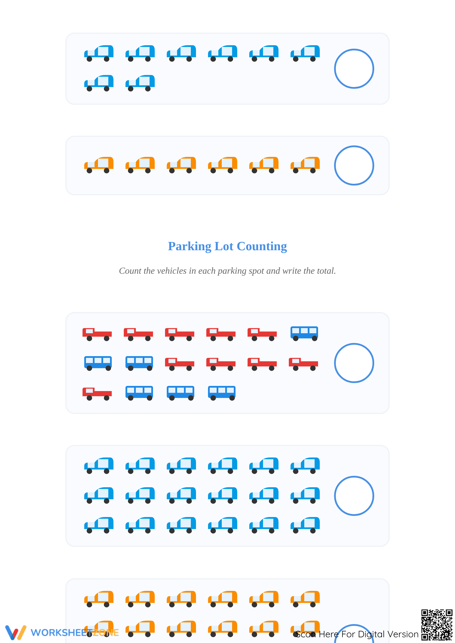 Car Counting Worksheet | Printable Grade K Math - Page 2