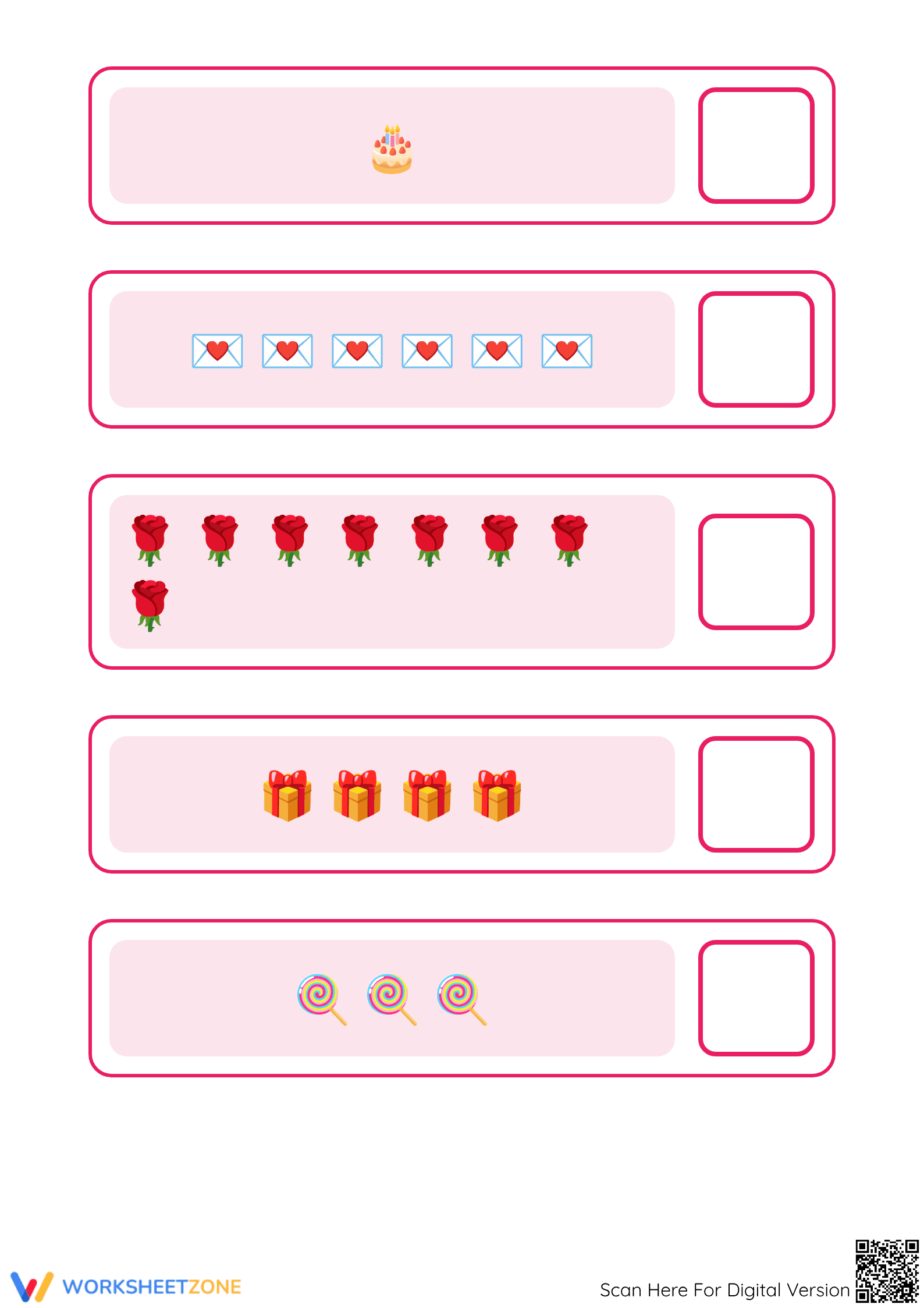 Grade K Valentine Counting — Printable No-Prep Worksheet - Page 2