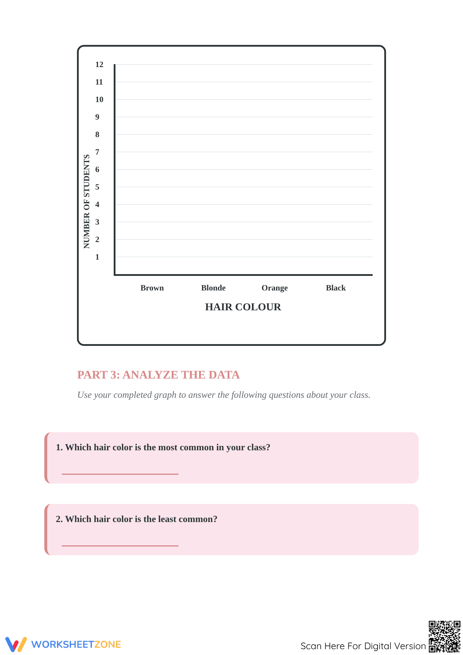 Printable Grade 2 Bar Graph Activity: My Class in Graphs - Page 2