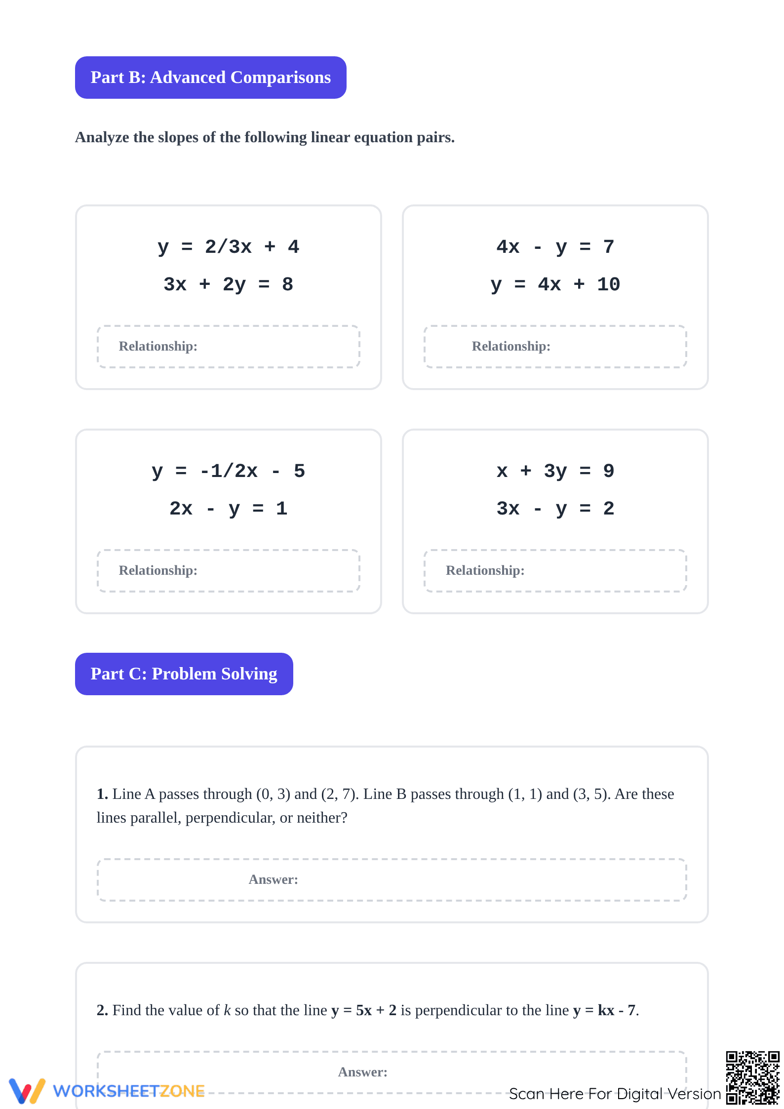 Printable Parallel or Perpendicular Lines Worksheet - Page 2