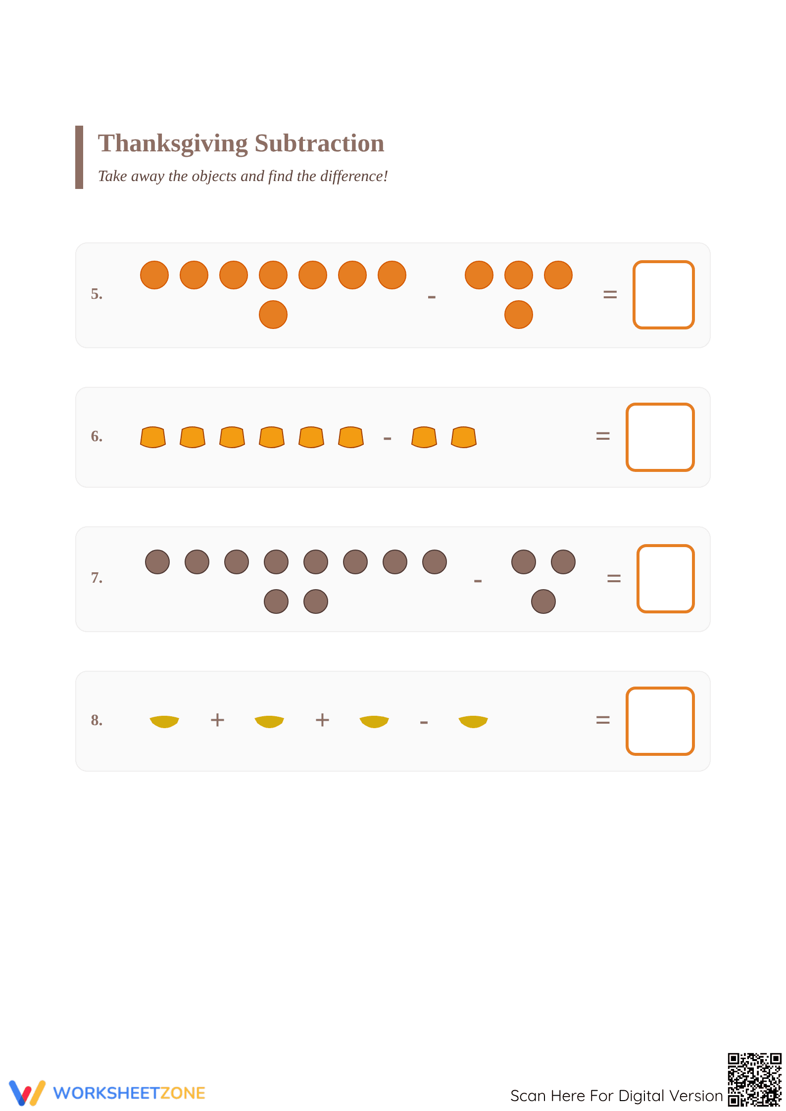 Printable Thanksgiving Math Worksheet | Grade K Essential - Page 2