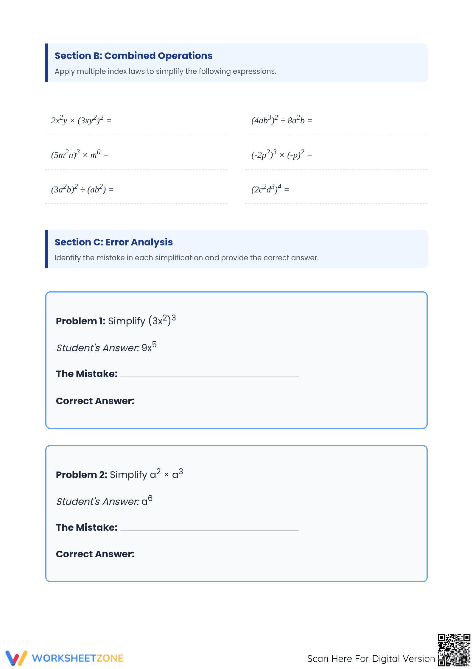 Simplifying Indices Worksheet | Grade 8 Math Essential - Page 2