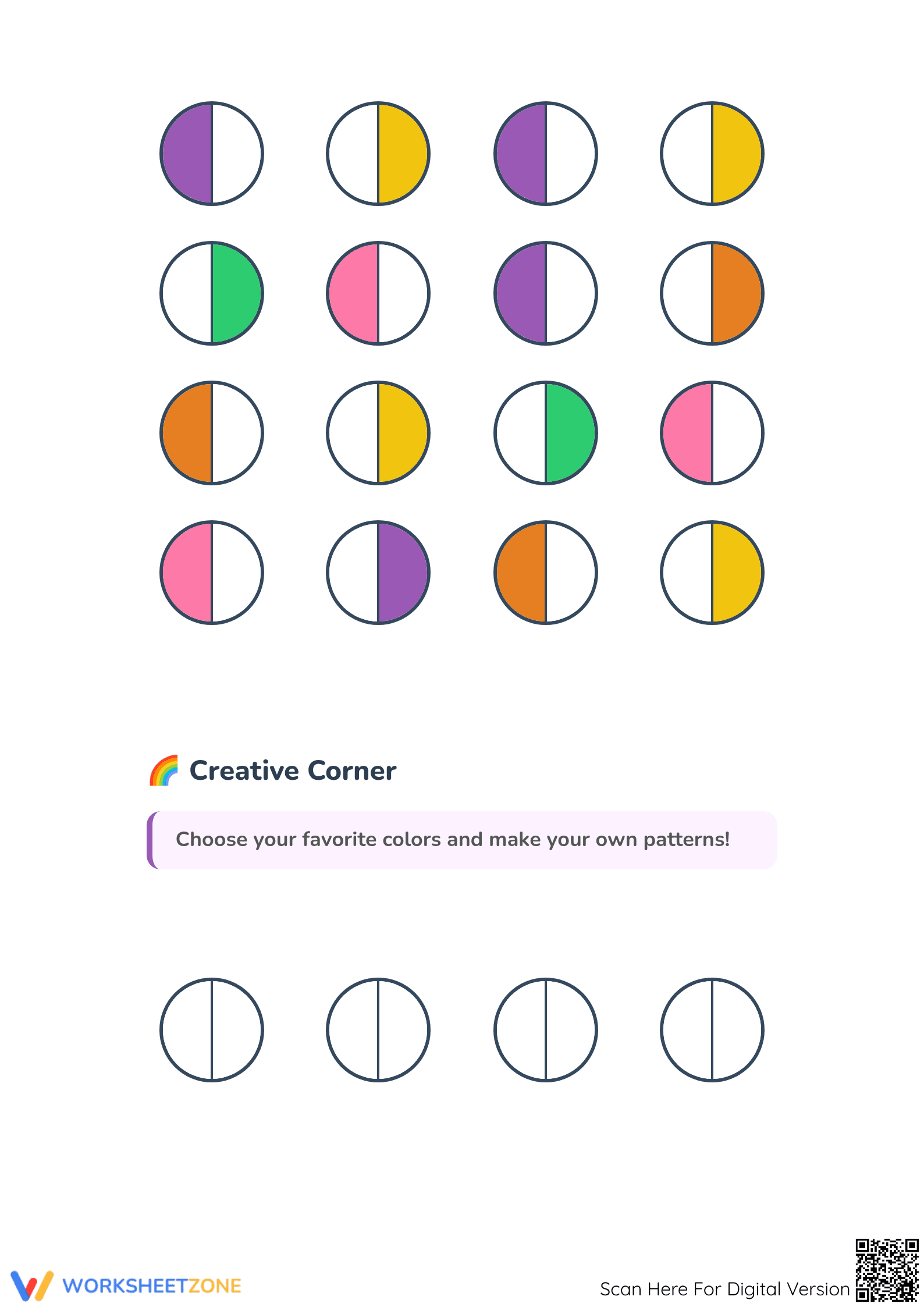 Color the Circles Worksheet | Printable Grade K Art - Page 2