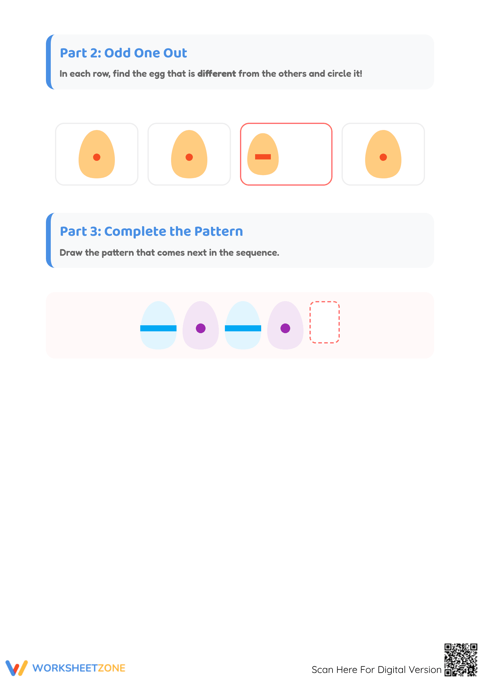 Printable Pattern Matching Eggs Worksheet | Pre-K Math - Page 2