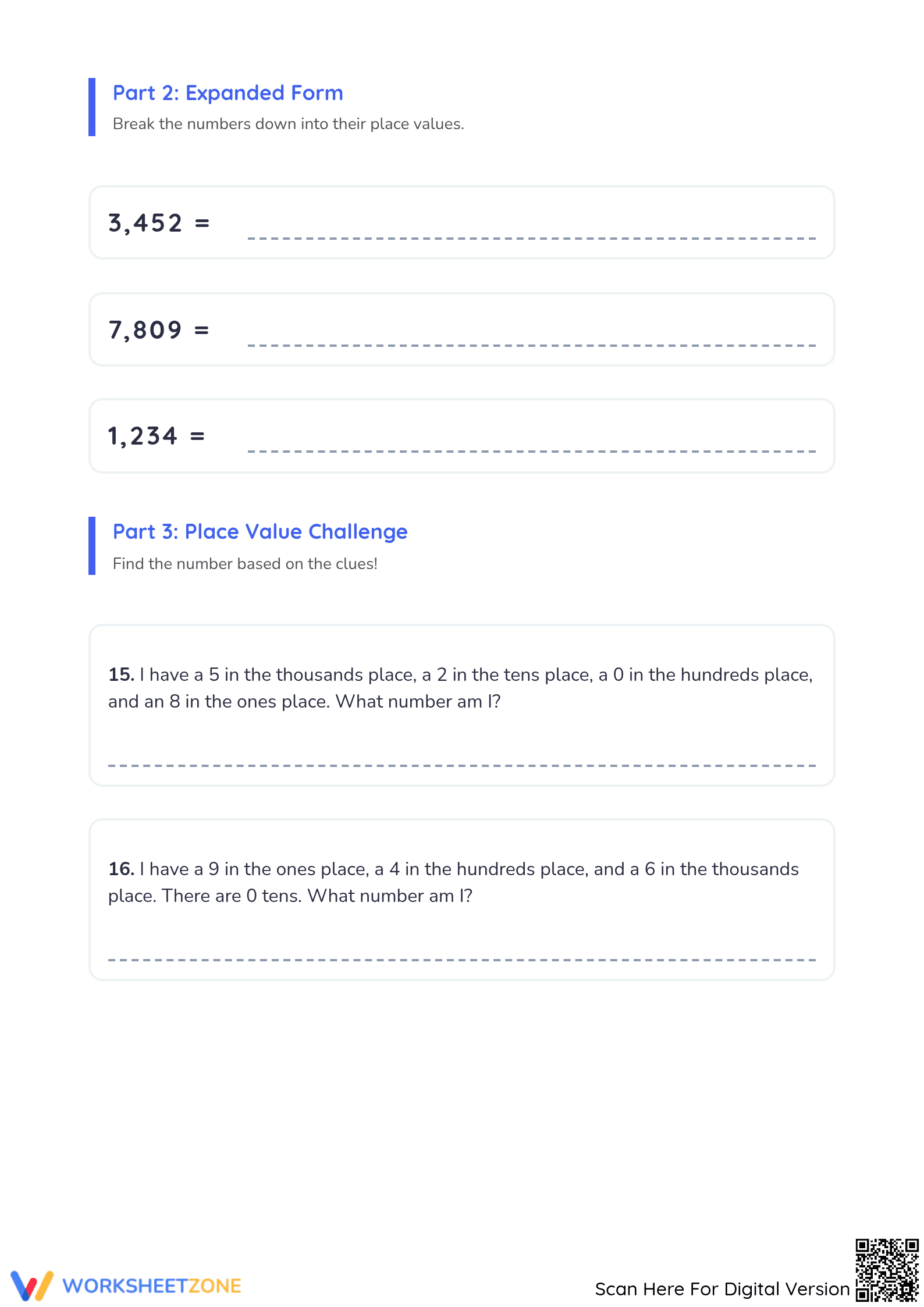 Printable Place Value Fun: 4-Digit Number Practice - Page 2