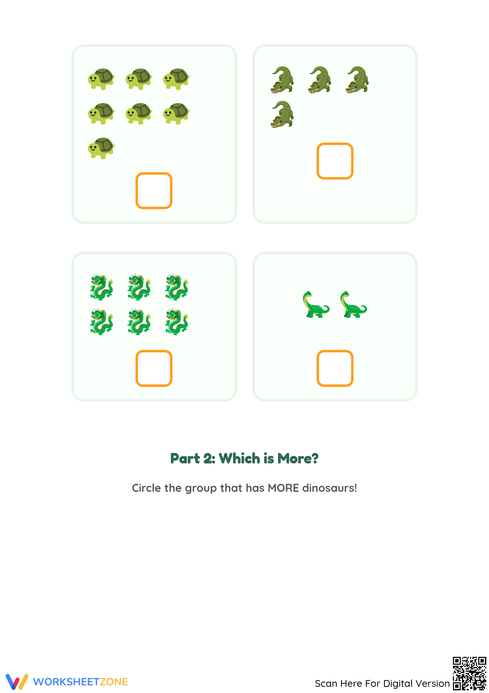 Printable Dinosaur Counting Worksheet | Grade K Math - Page 2