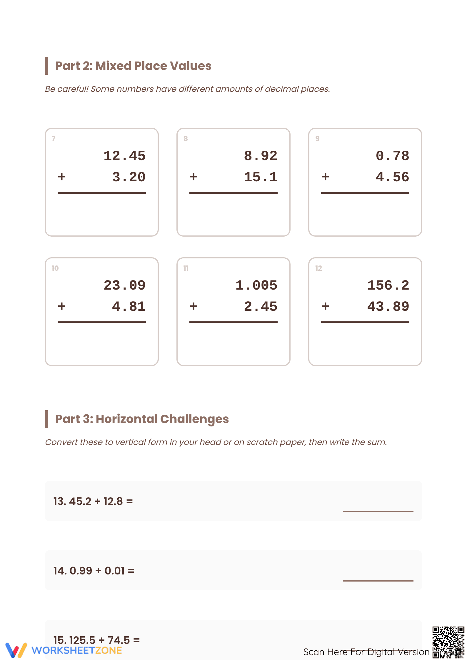 Adding Decimals Worksheet | Essential Grade 5 Math Practice - Page 2