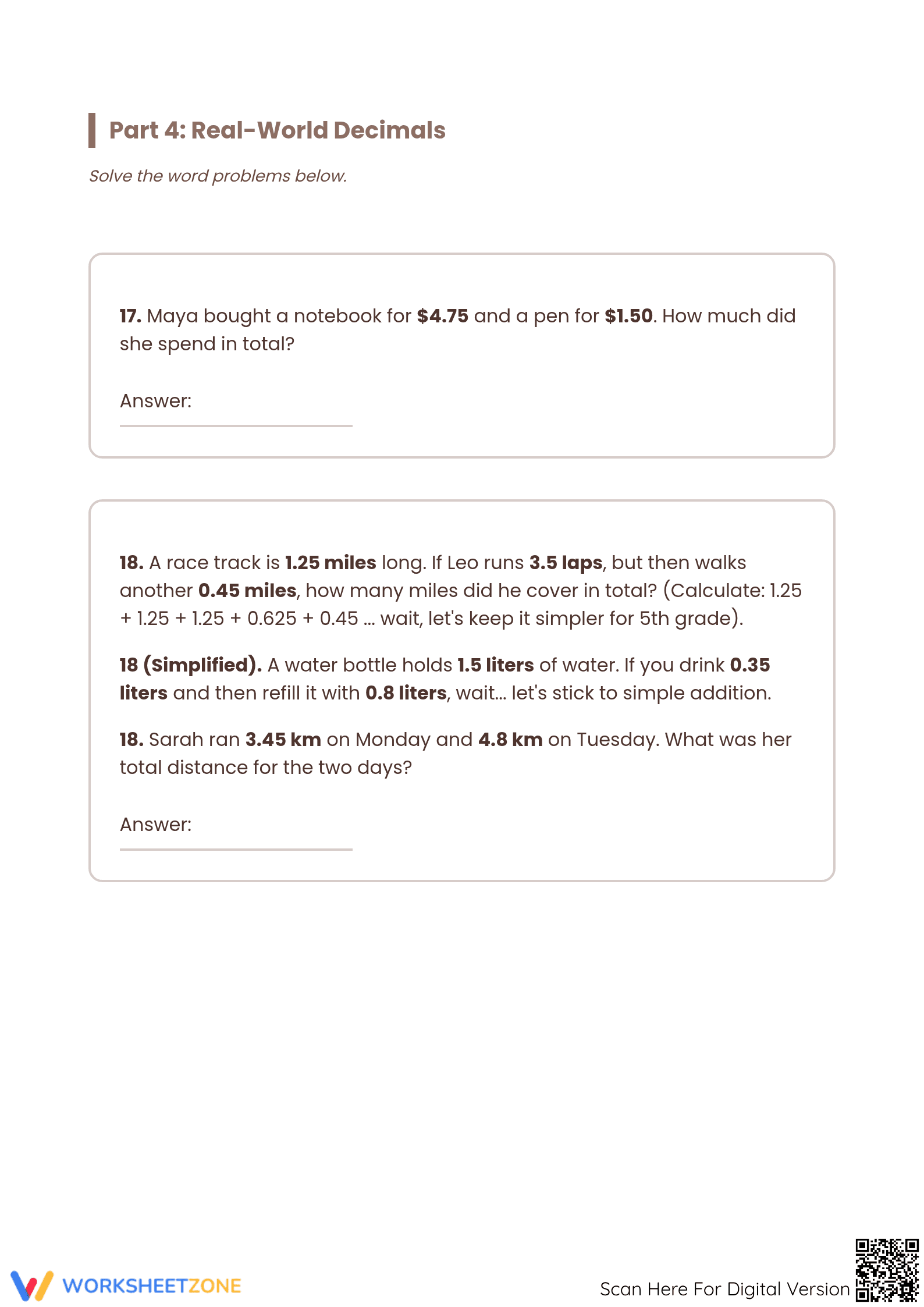 Adding Decimals Worksheet | Essential Grade 5 Math Practice - Page 3