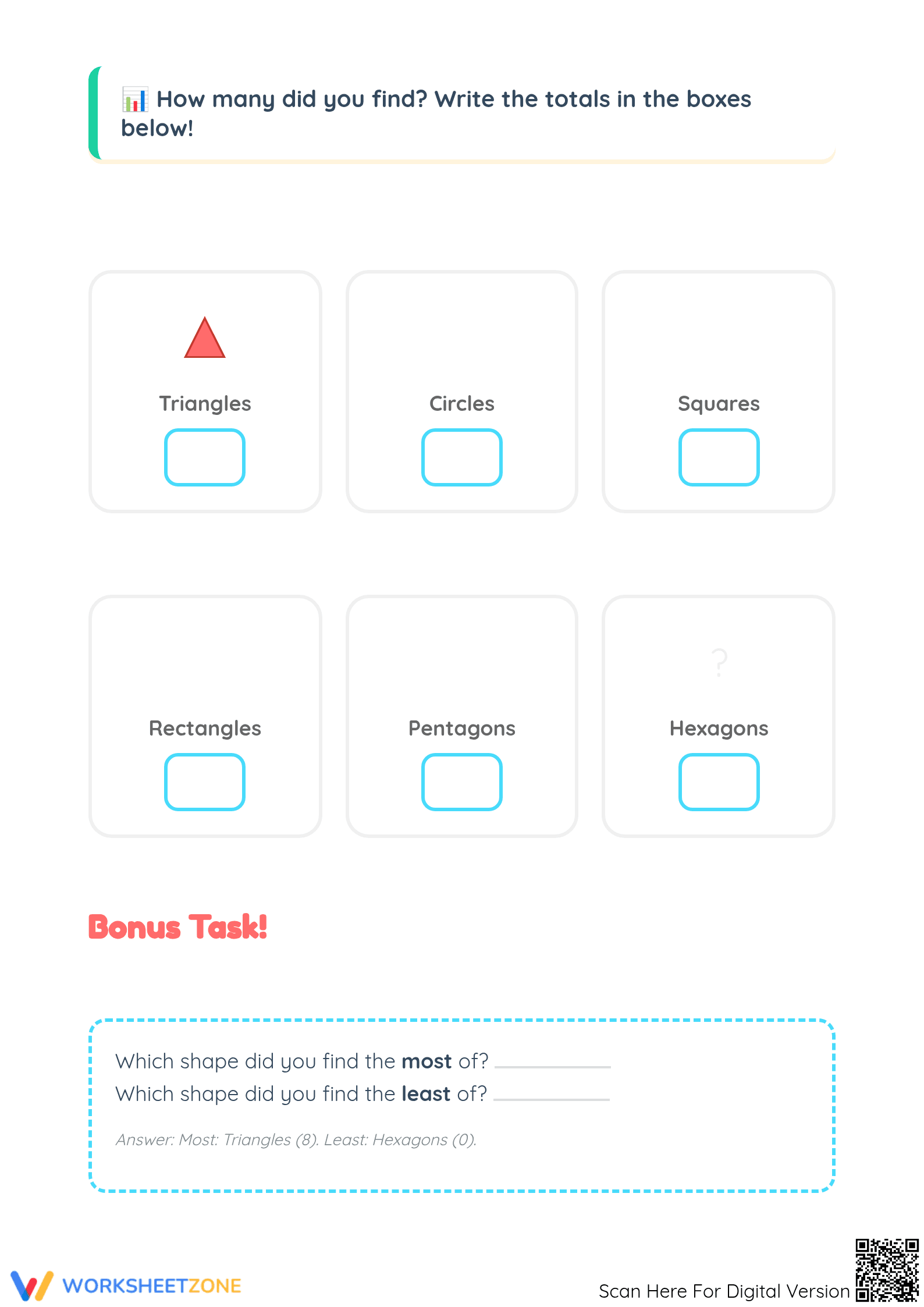 Grade K Shape Hunt — Printable No-Prep Worksheet - Page 2