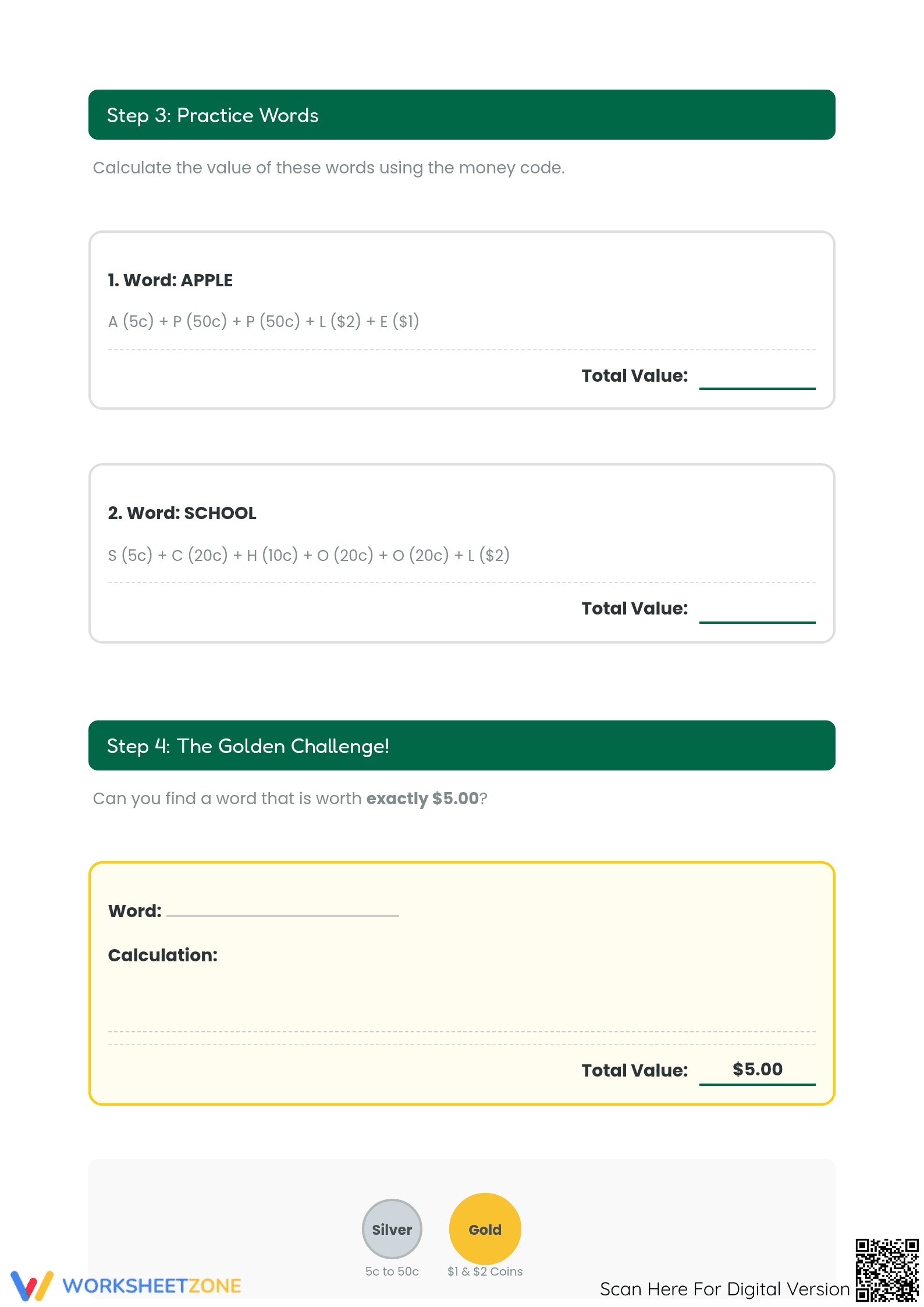 How Much is Your Name Worth? Essential Money Worksheet - Page 2