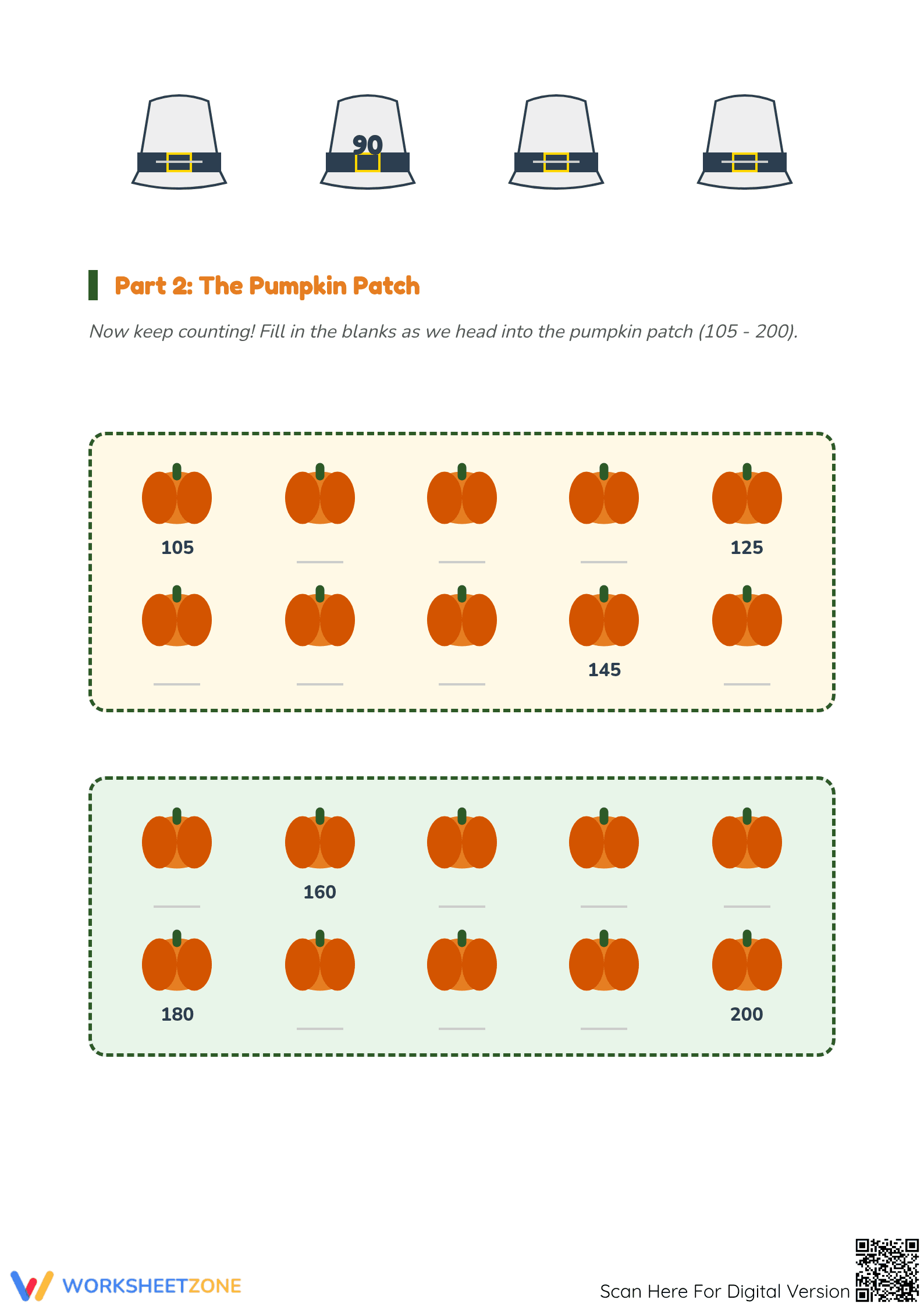 Skip Counting by Fives Thanksgiving Worksheet | Printable - Page 2