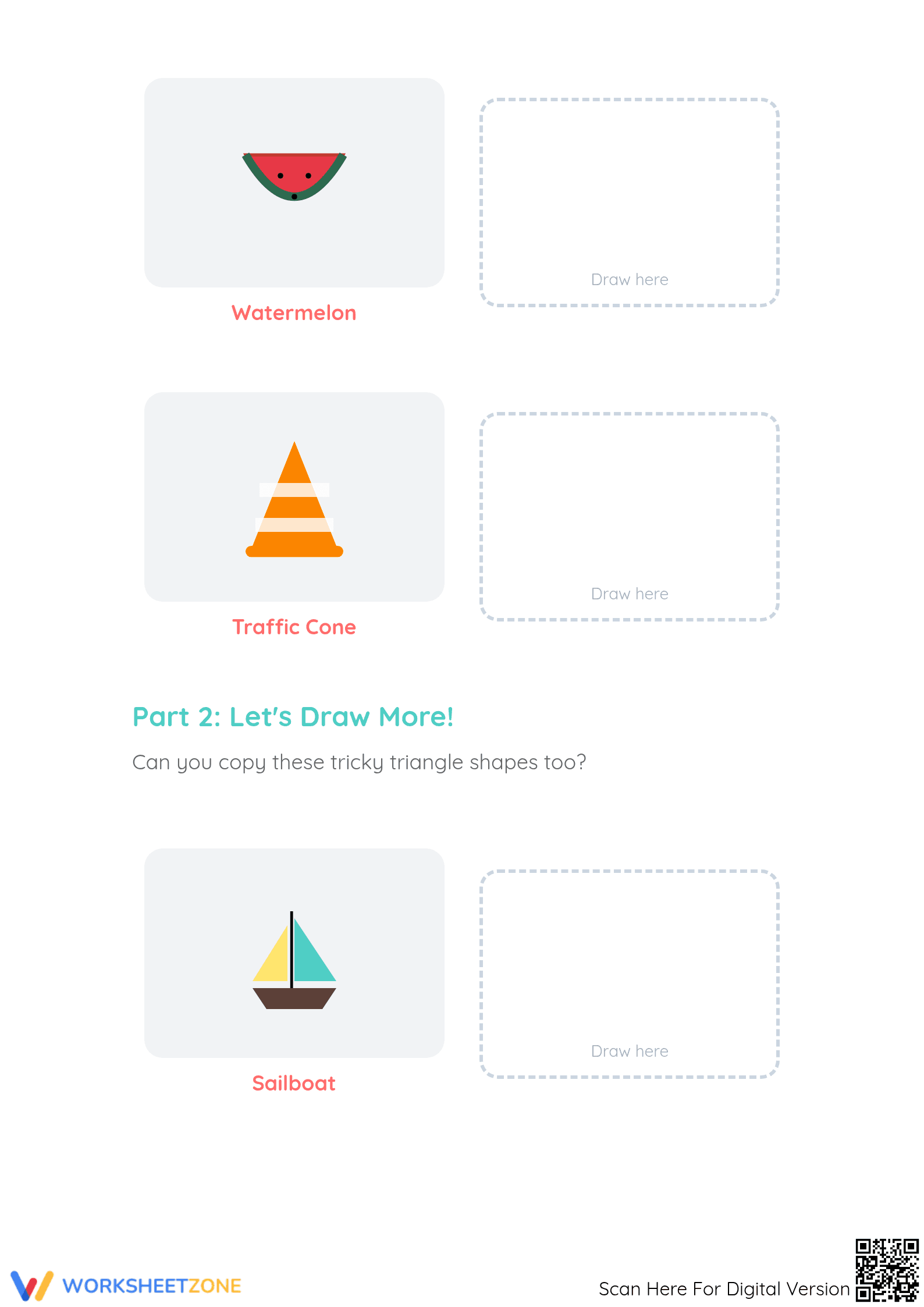 Printable Triangle Drawing Worksheet | Kindergarten Math - Page 2