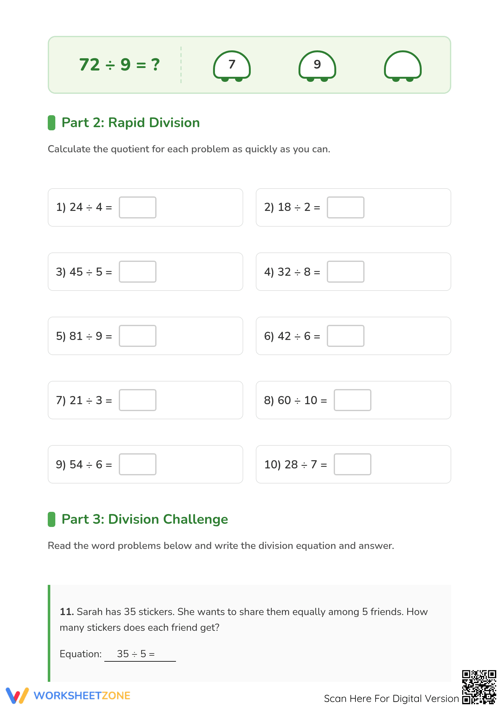 Printable Division Mastery Worksheet | Grade 3 Math - Page 2