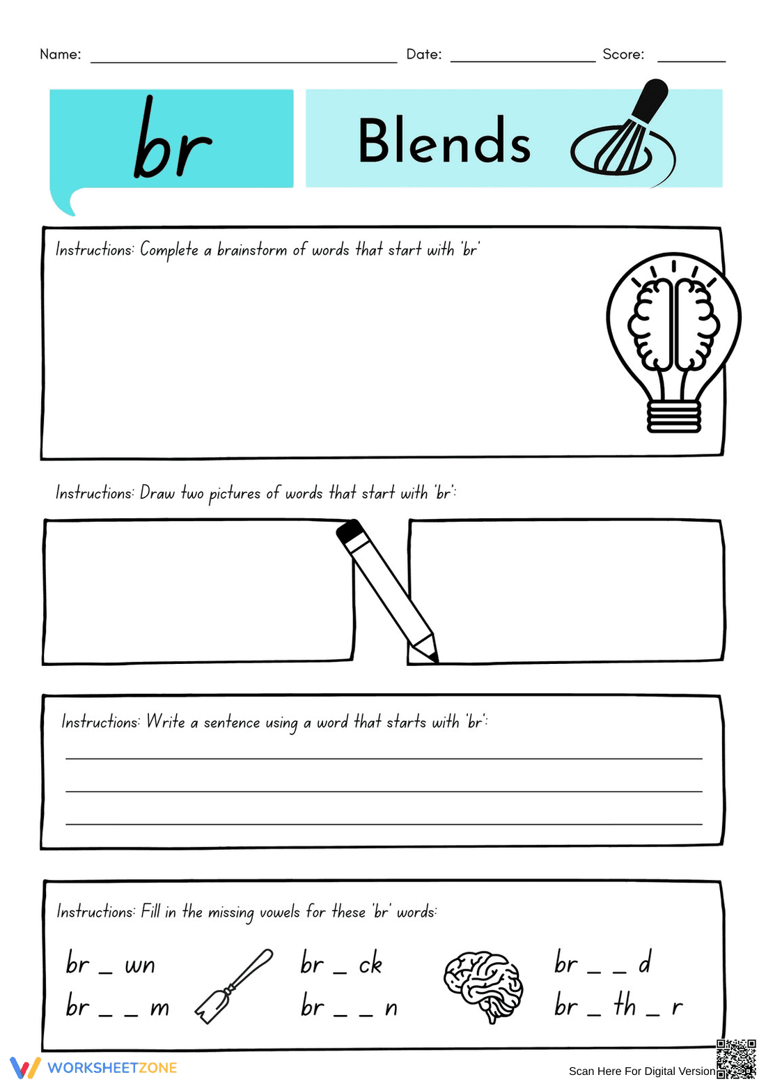 Grade 1 Consonant Blends — Printable No-Prep Worksheet - Page 11