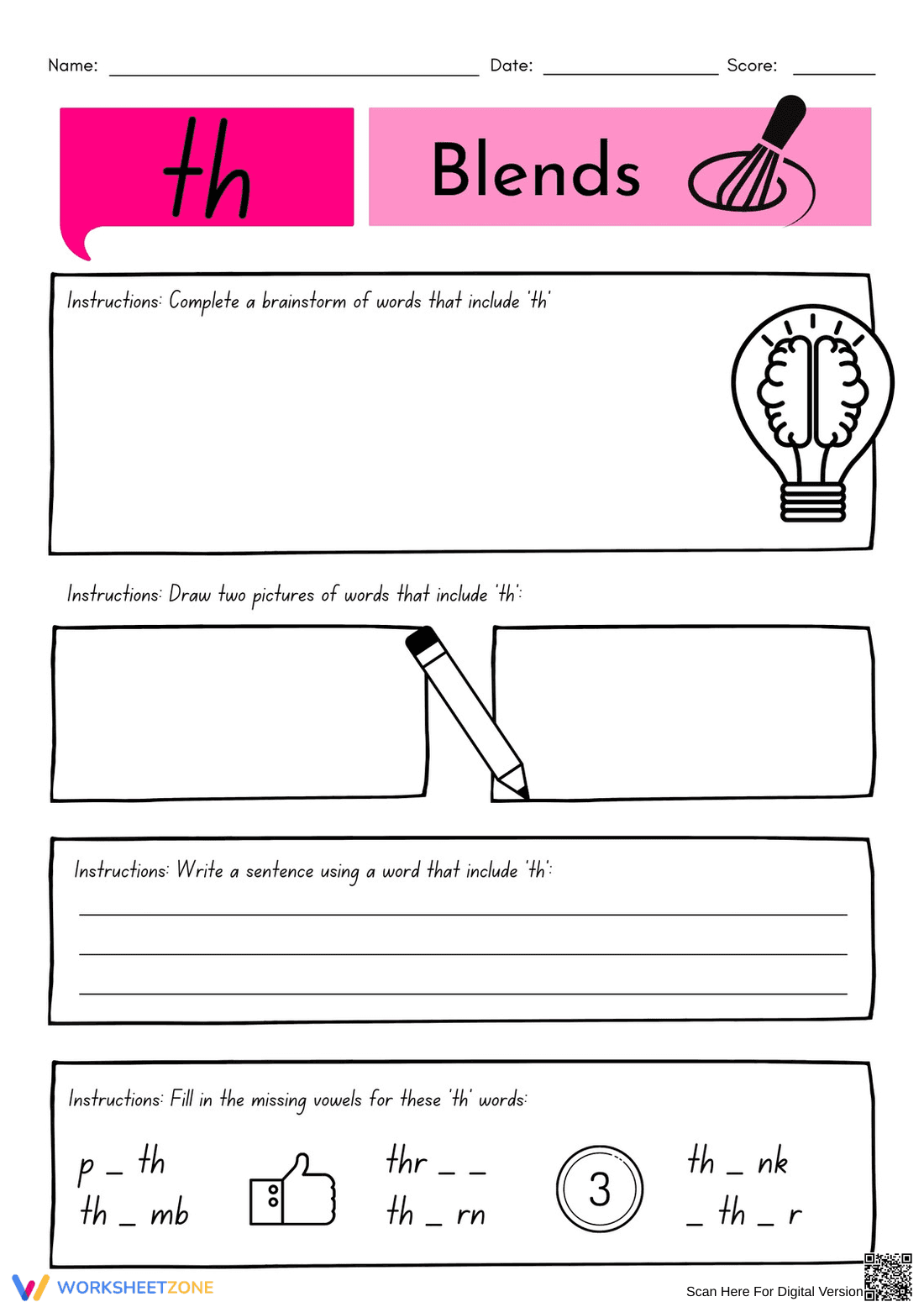Grade 1 Consonant Blends — Printable No-Prep Worksheet - Page 14