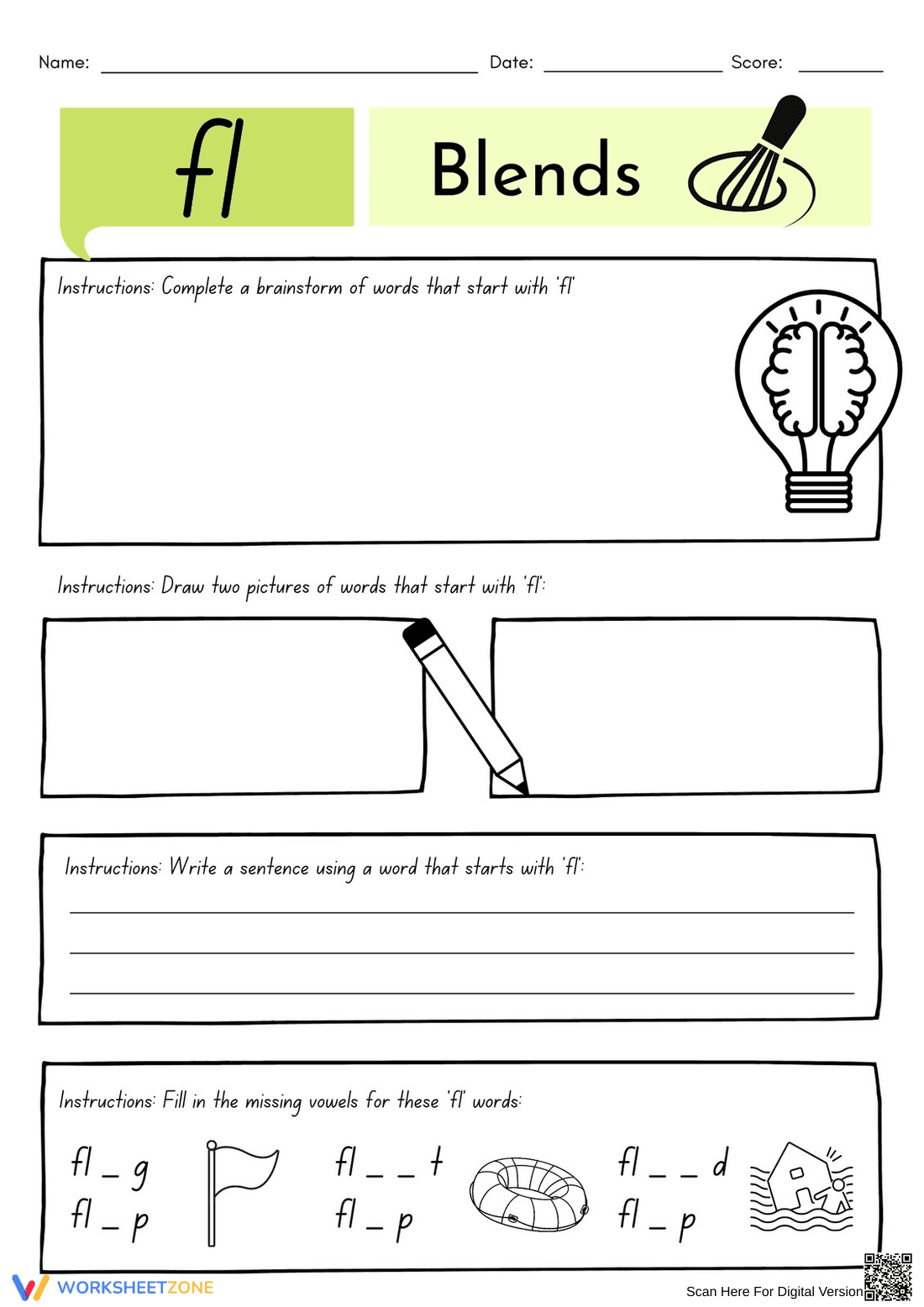 Grade 1 Consonant Blends — Printable No-Prep Worksheet - Page 15