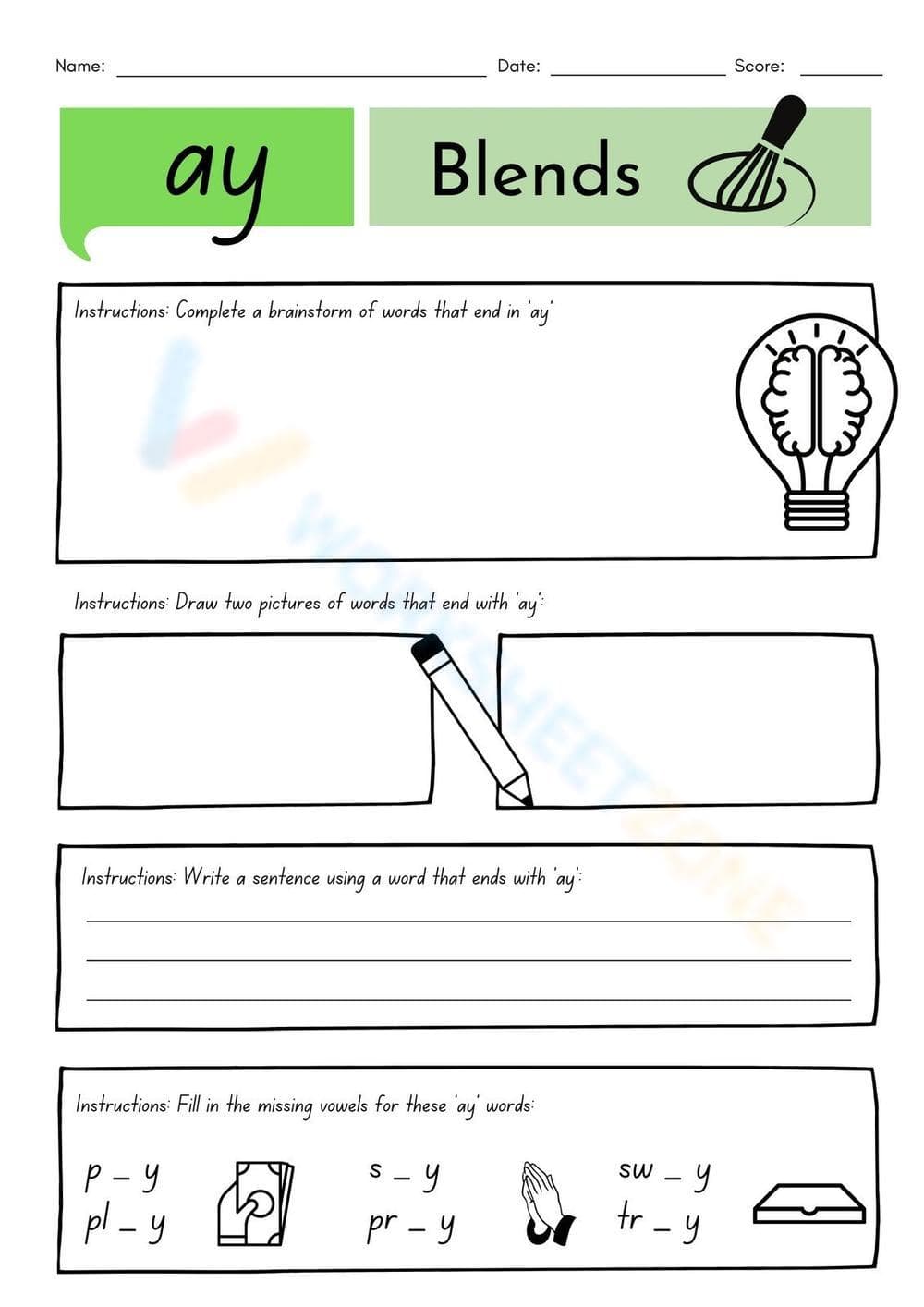 Grade 1 Consonant Blends — Printable No-Prep Worksheet - Page 9