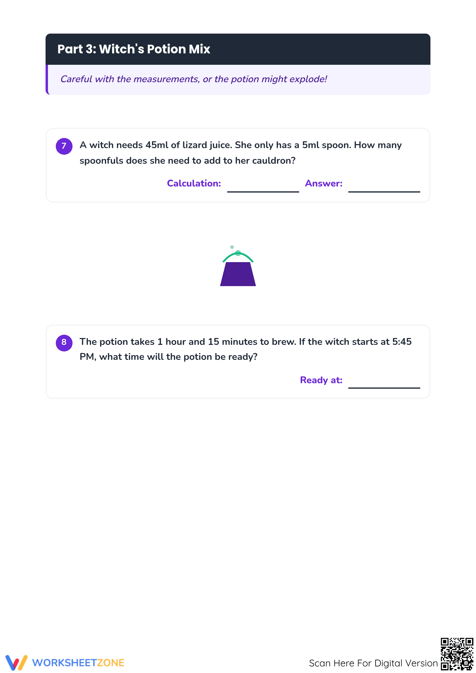 Essential Grade 3 Spooky Maths Word Problems Worksheet - Page 4