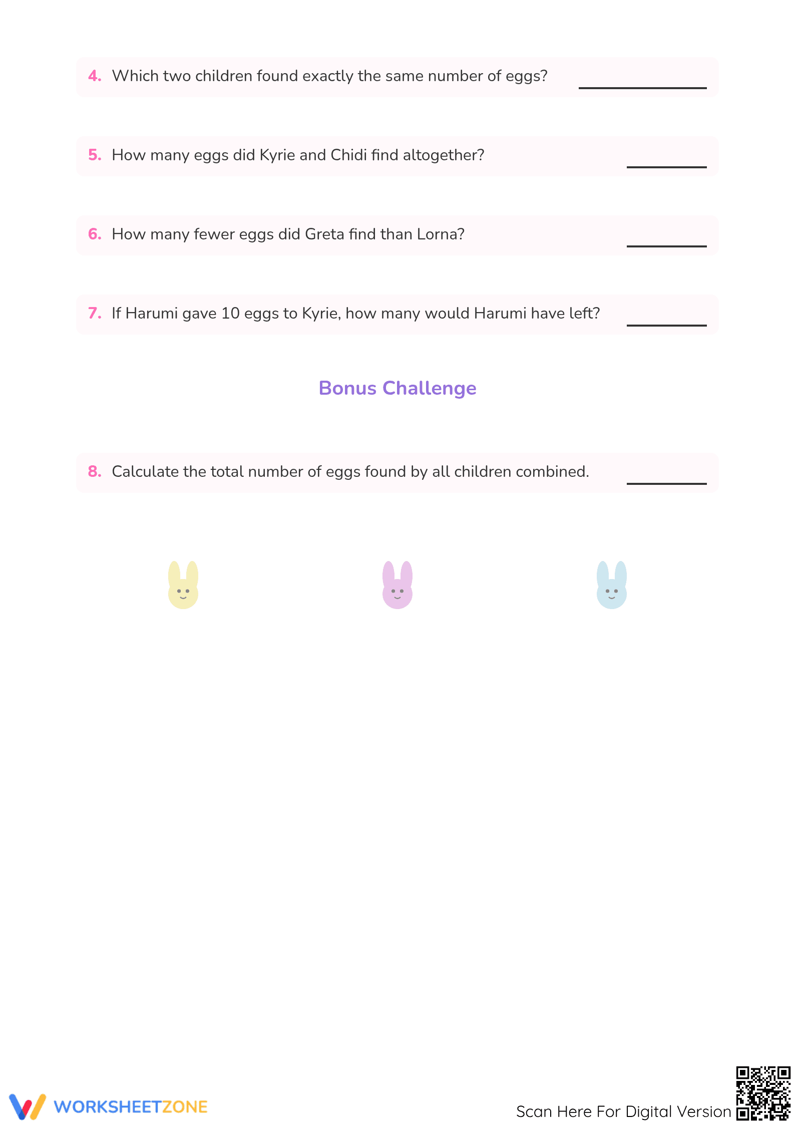 Printable Easter Pictograph Math Worksheet | Grade 3 Data - Page 3