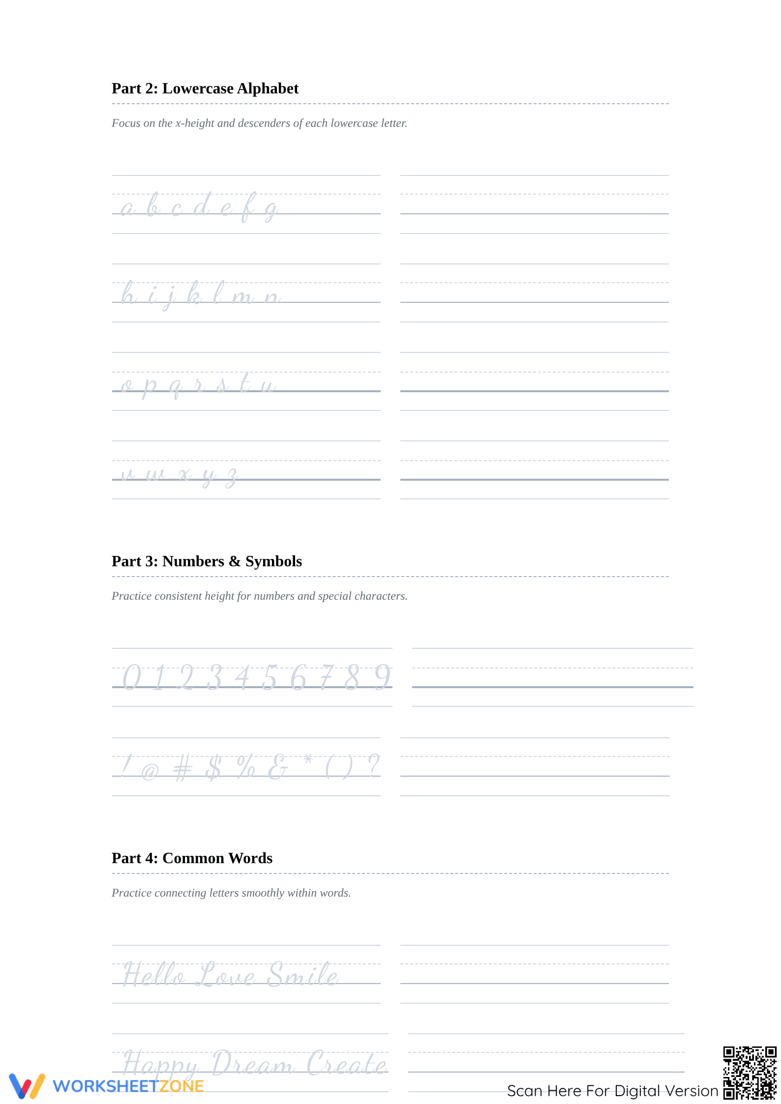 Hand Lettering Alphabet Practice Worksheets - Page 2