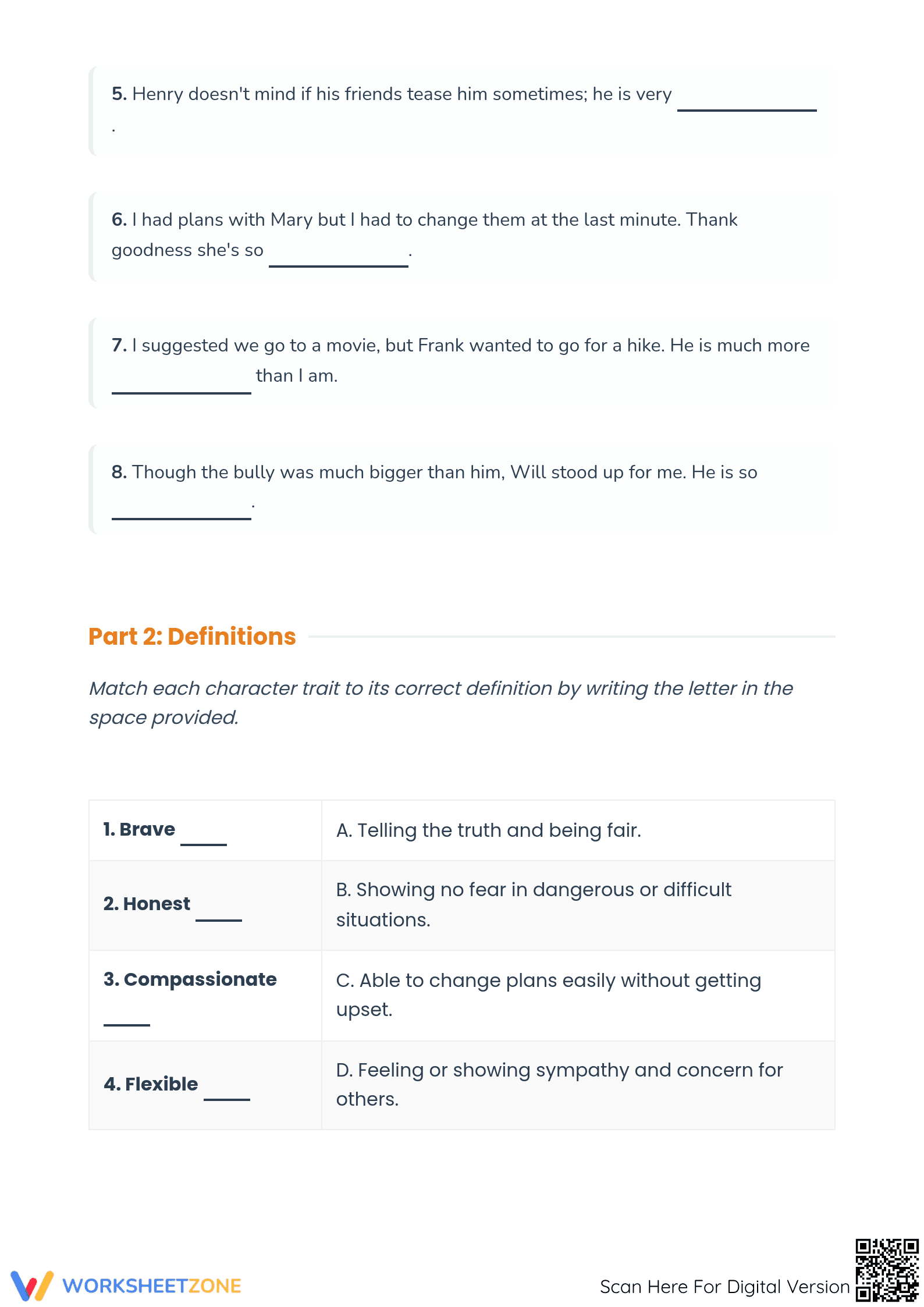 Character Traits Worksheet | Printable Grade 4 ELA - Page 2