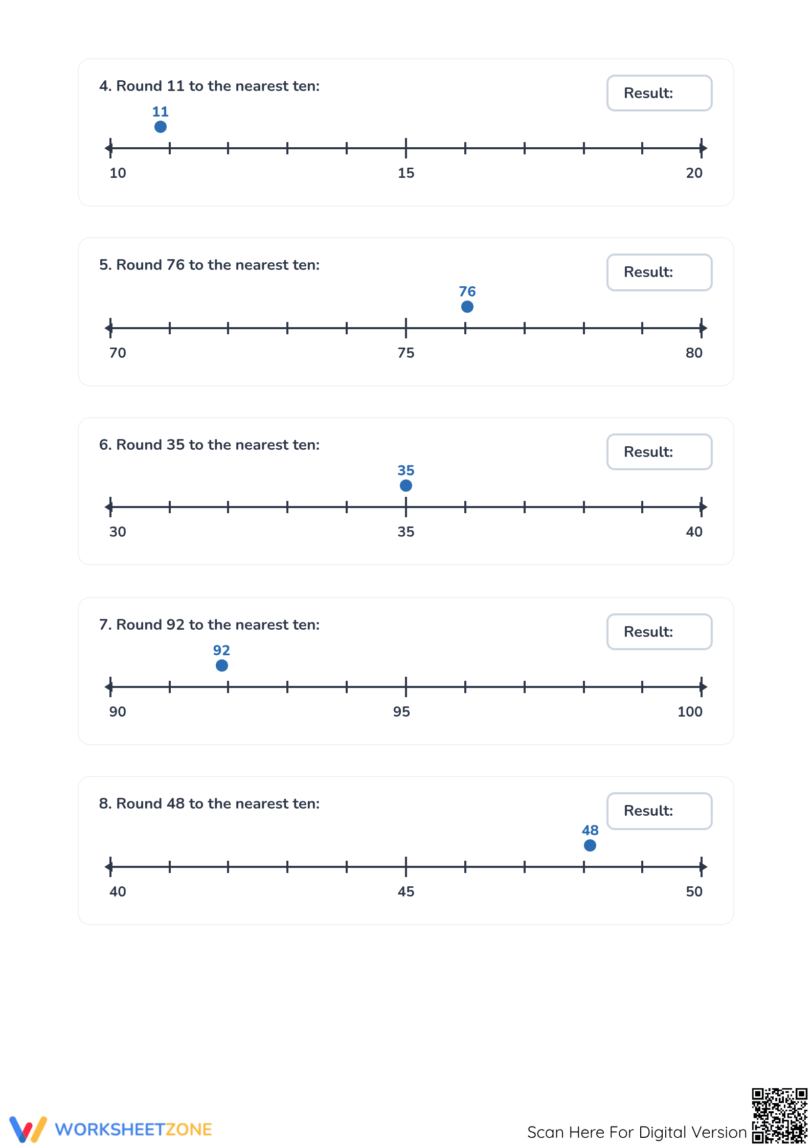 Printable Rounding with Number Lines Worksheet | Grade 3 - Page 2