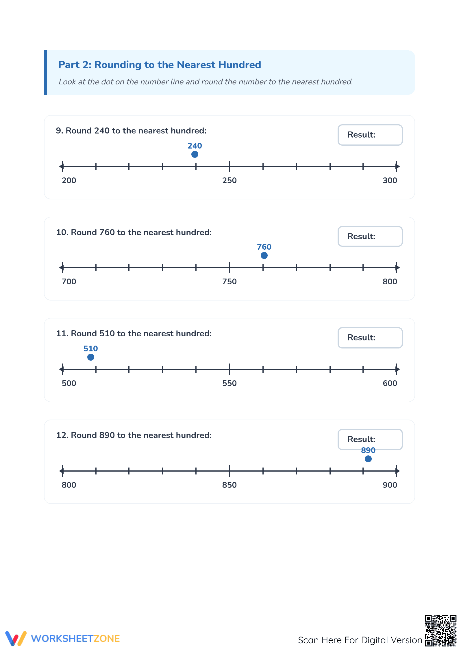 Printable Rounding with Number Lines Worksheet | Grade 3 - Page 3