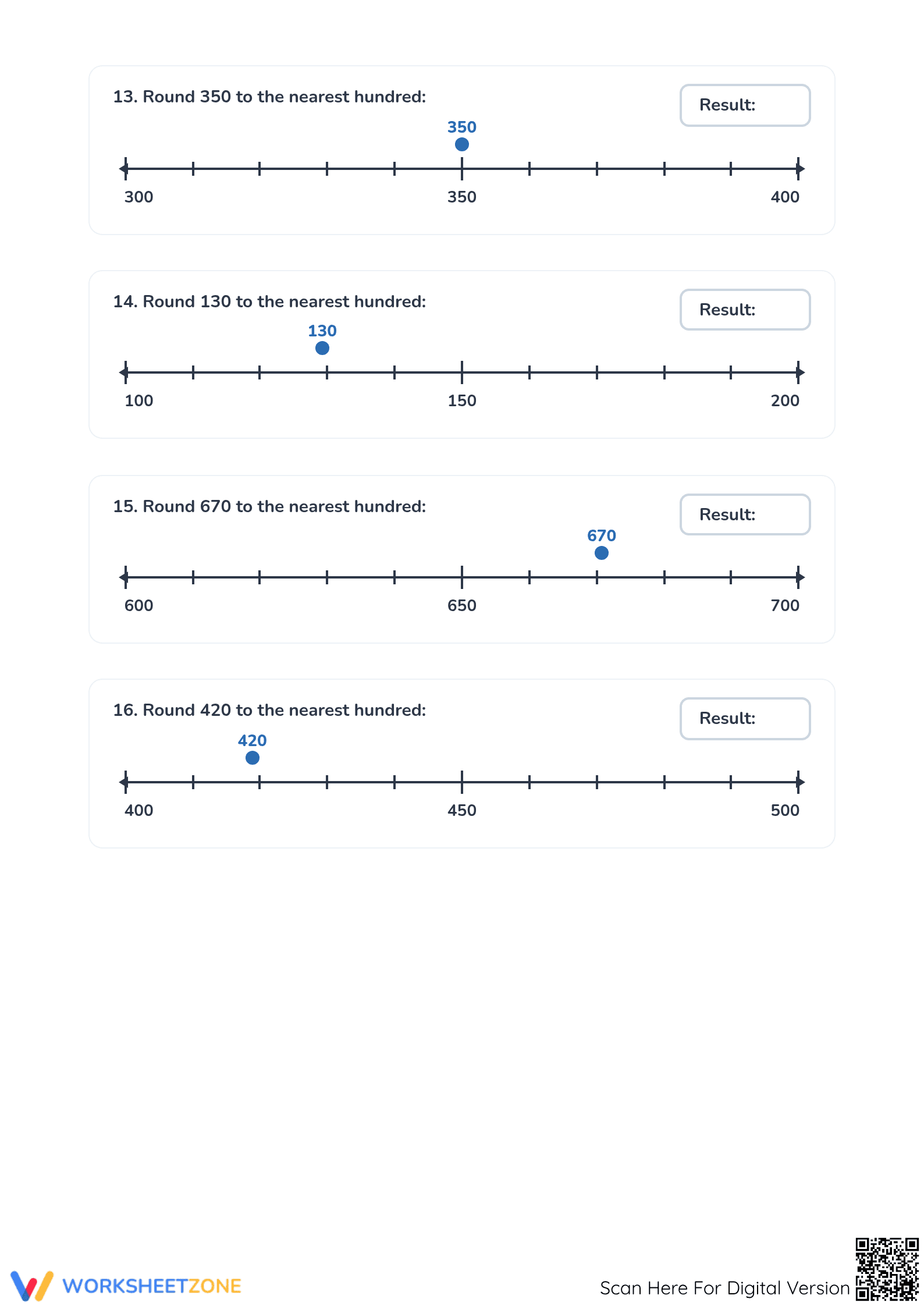 Printable Rounding with Number Lines Worksheet | Grade 3 - Page 4