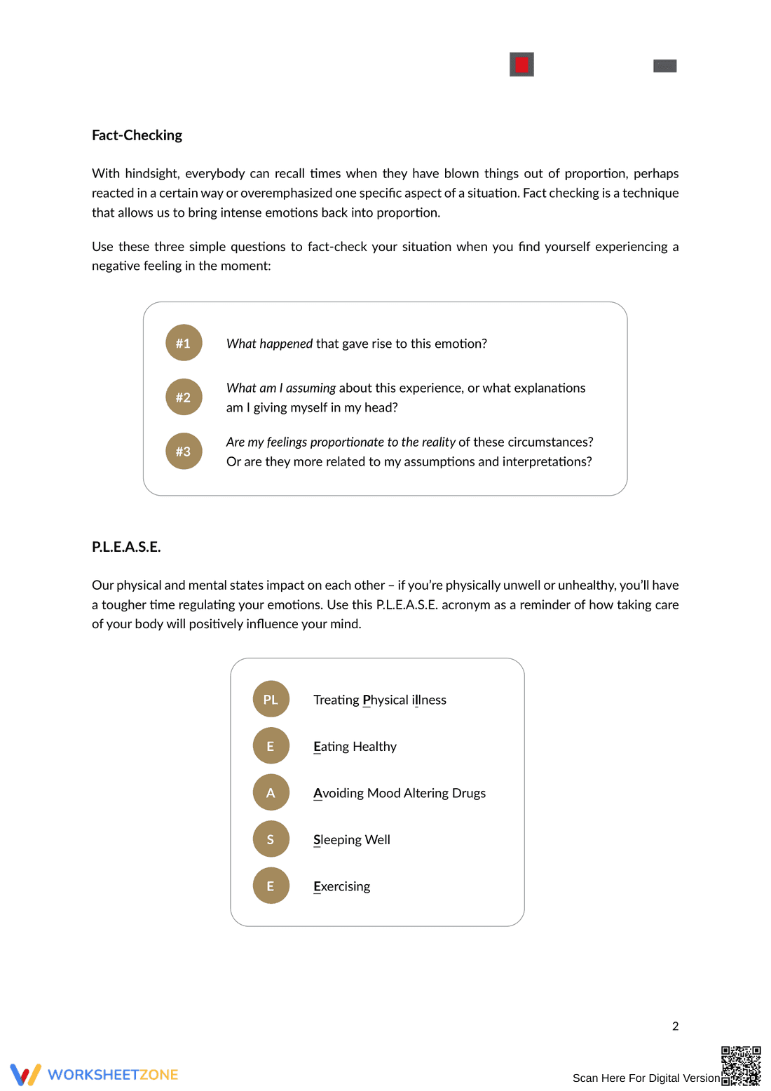 Skills for Regulating Emotions: An Updated Worksheet - Page 2
