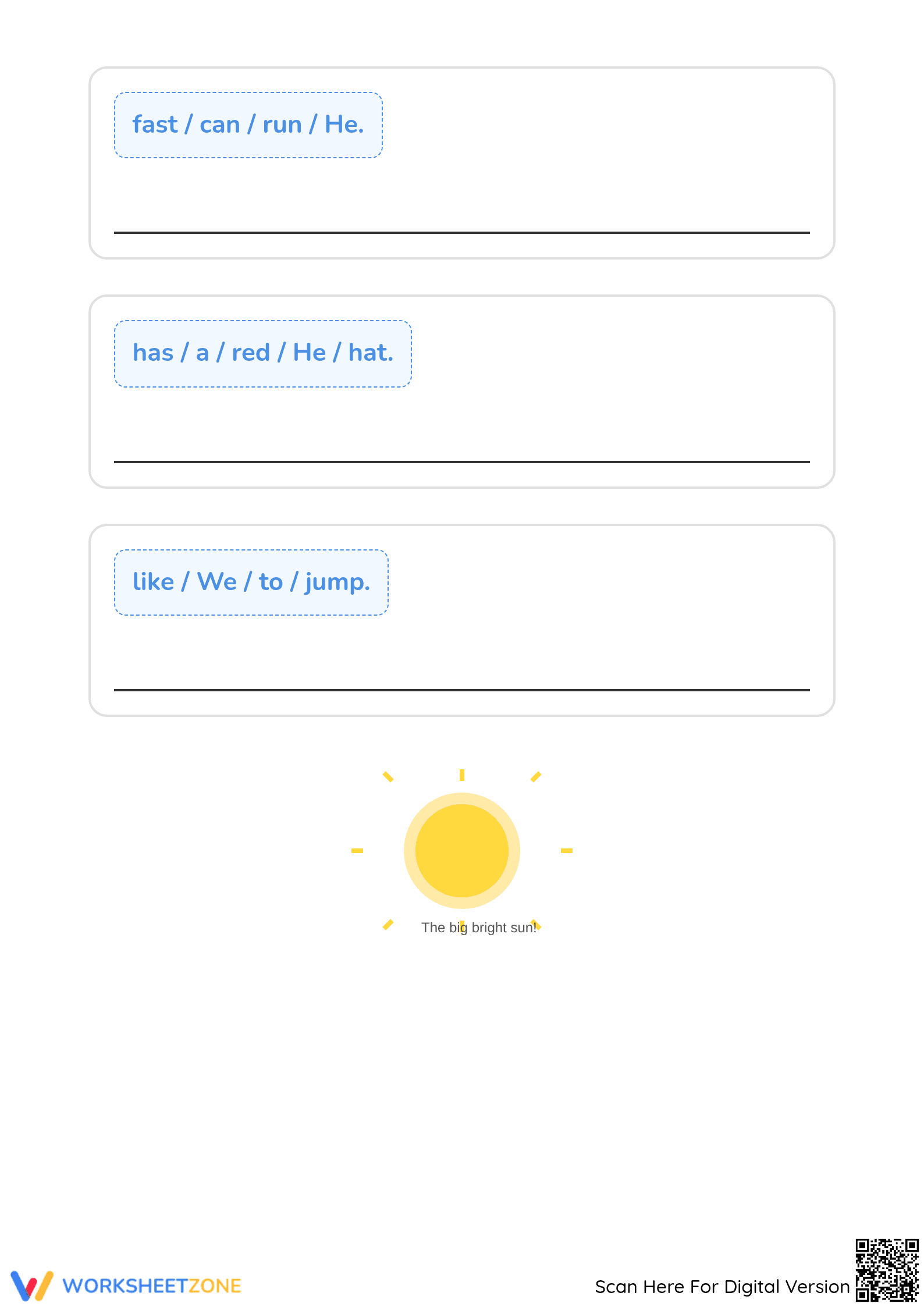 Unscramble the Sentence Worksheet | Grade 1 Printable - Page 3