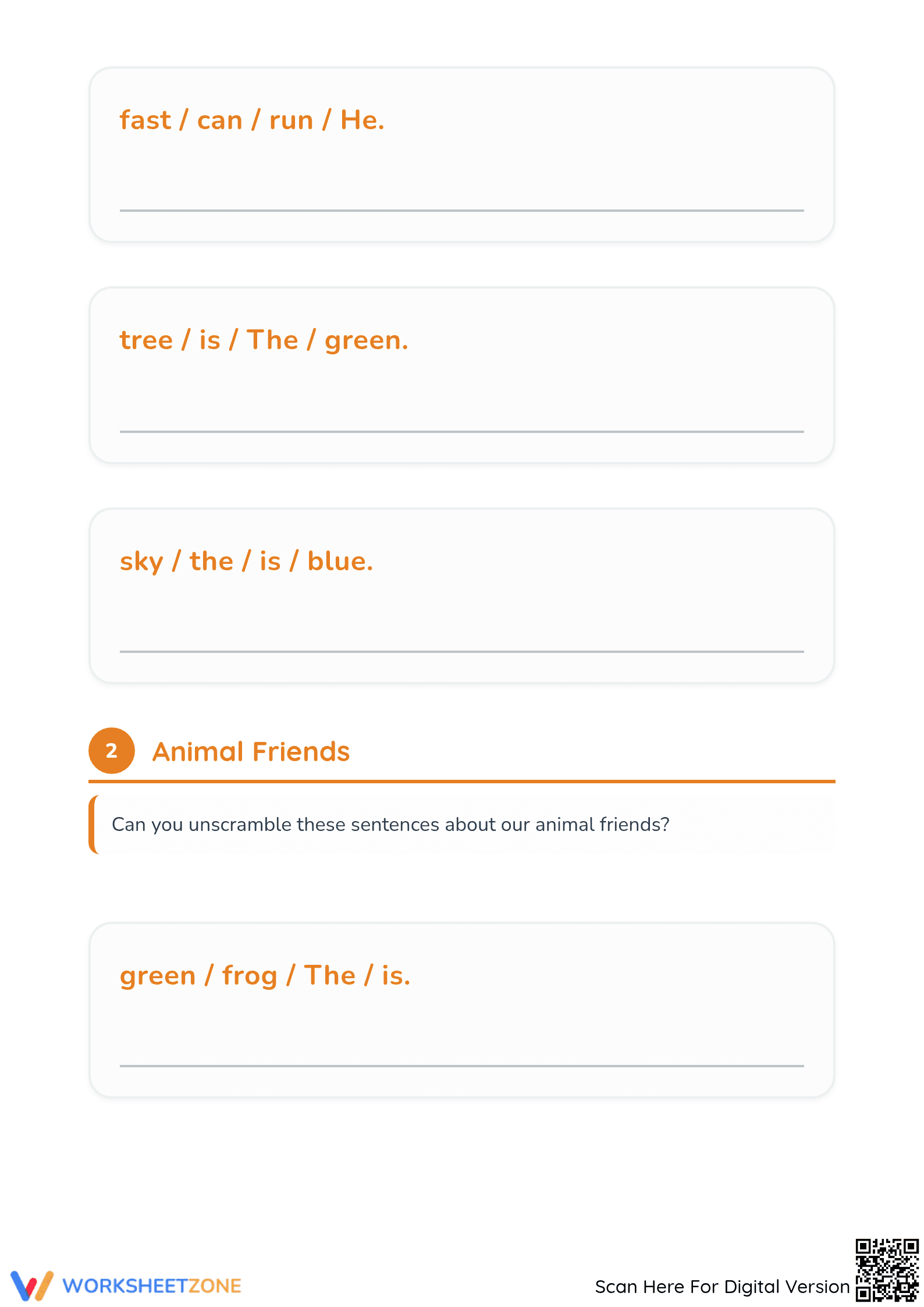 Printable Sentence Scramble Fun | Kindergarten & Grade 1 ELA - Page 2