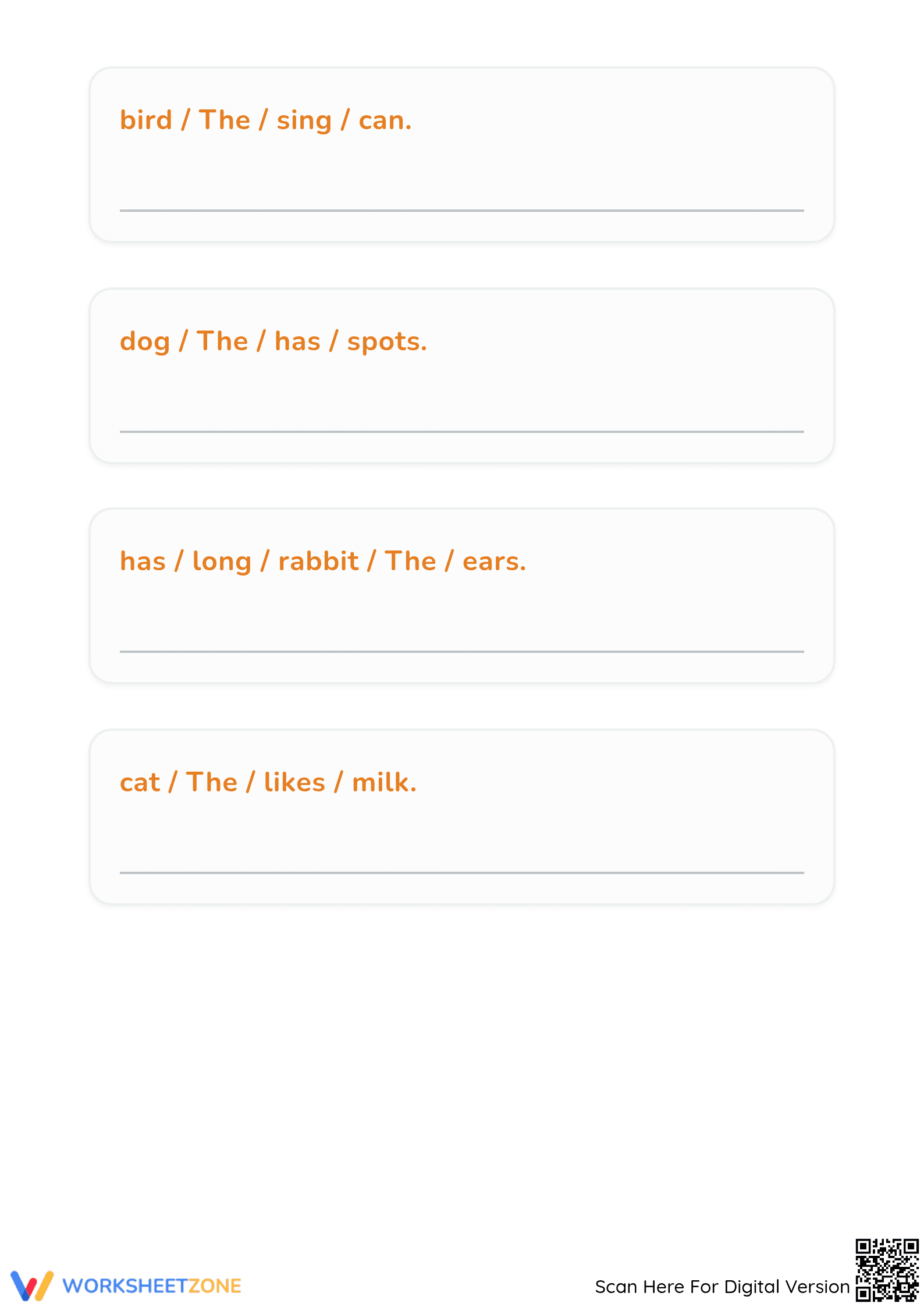 Printable Sentence Scramble Fun | Kindergarten & Grade 1 ELA - Page 3