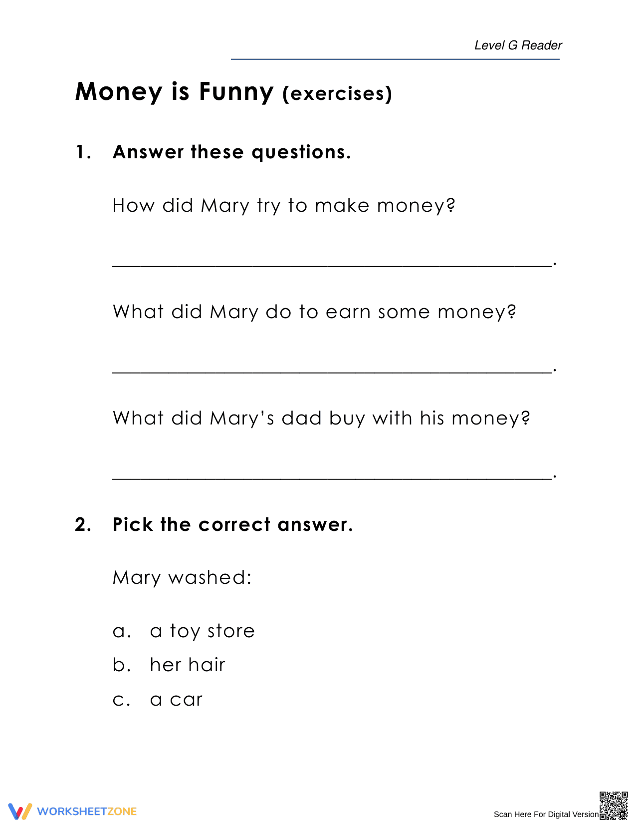 Understanding Money Concepts Worksheet - Page 3