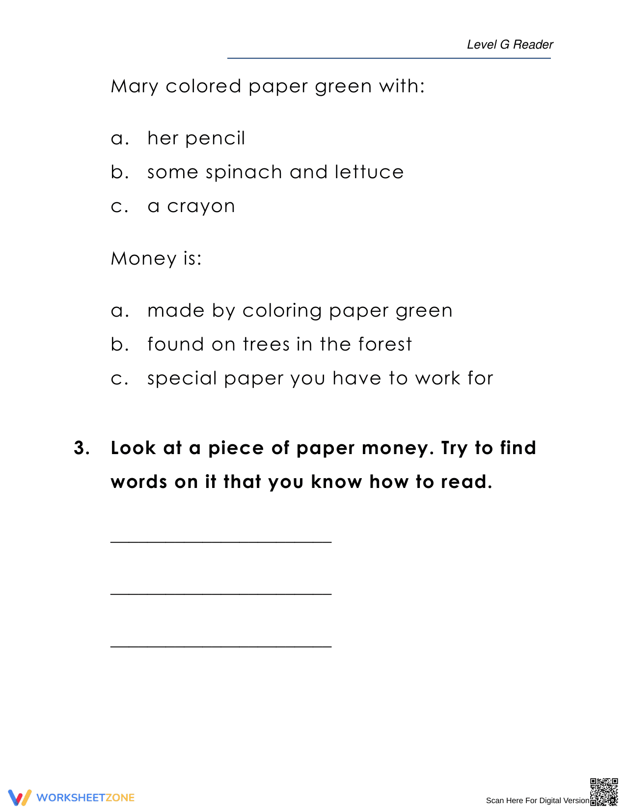 Understanding Money Concepts Worksheet - Page 4