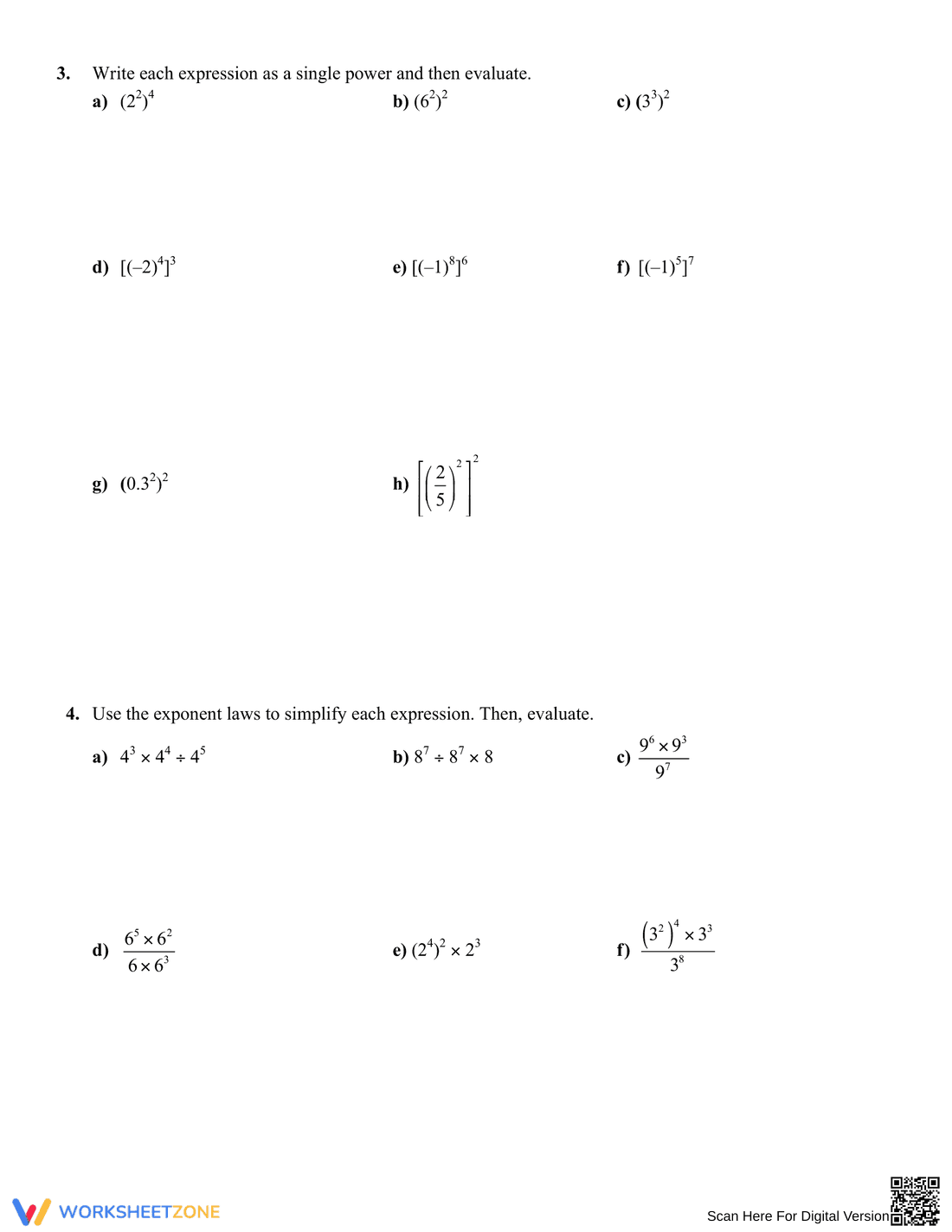 Master Exponent Laws: Math Practice Worksheet - Page 2