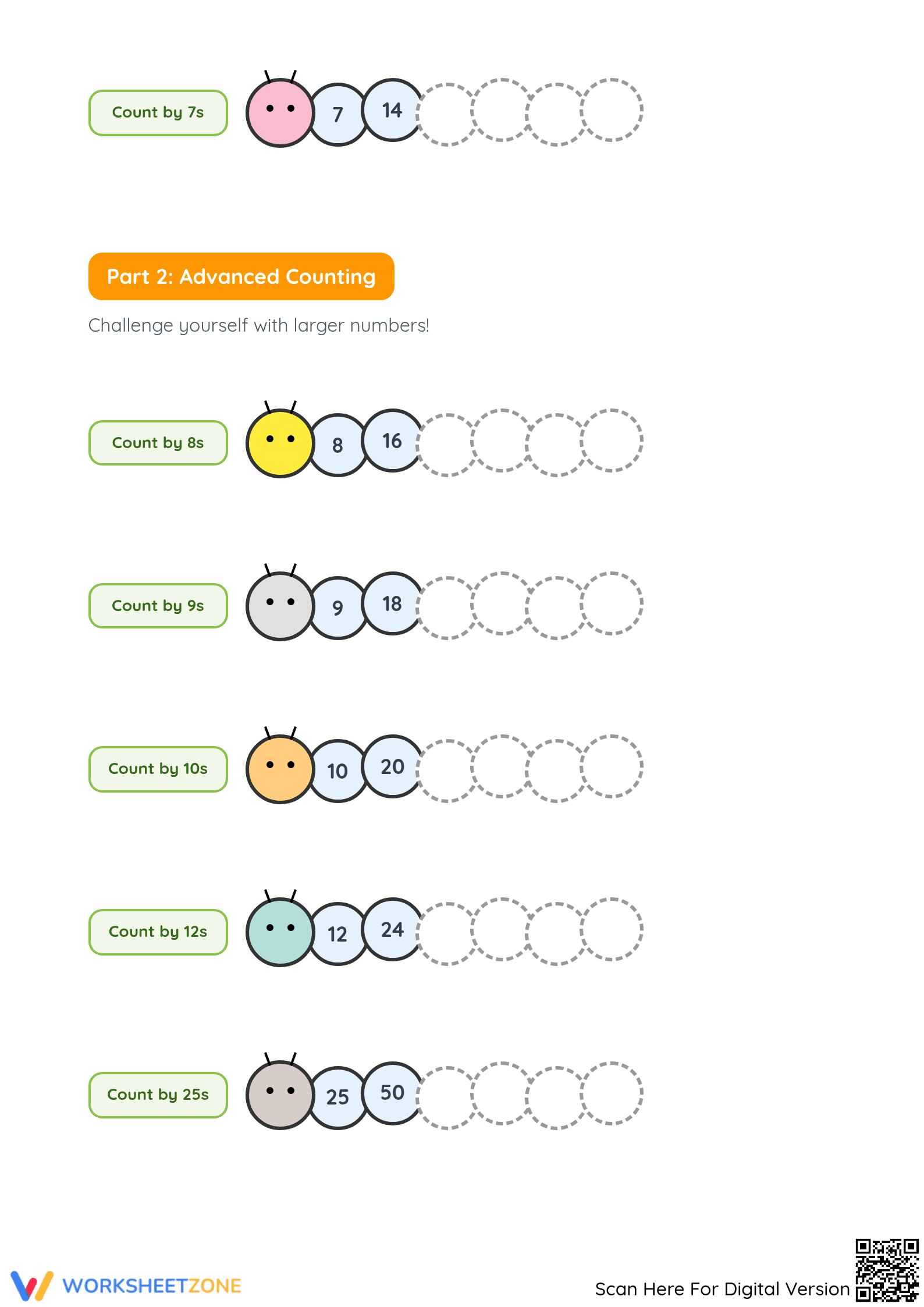 Essential Skip Counting Worksheet | Grade 2-5 Printable - Page 2
