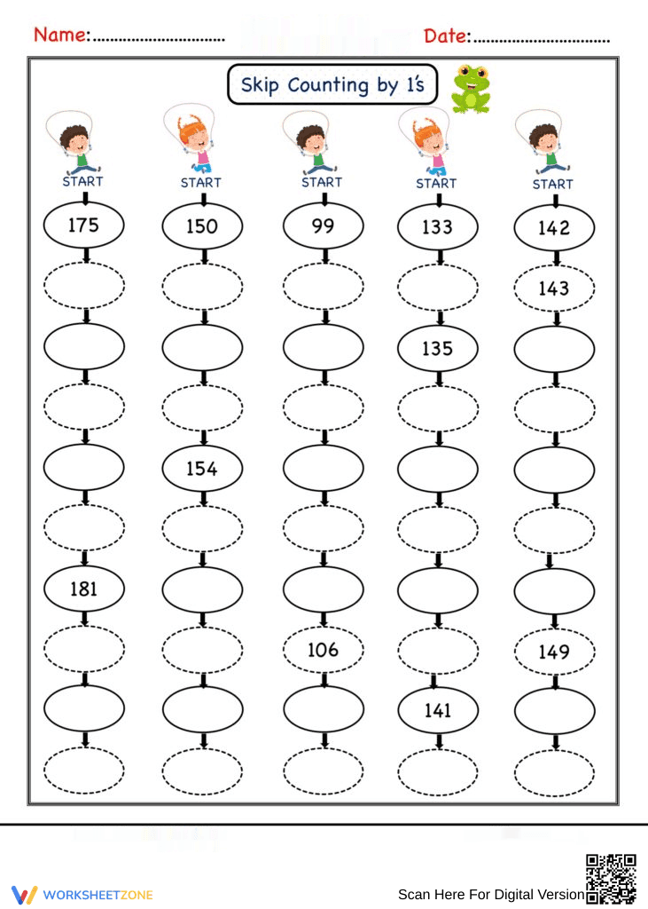Number 1 Skip Counting Worksheet - Page 2