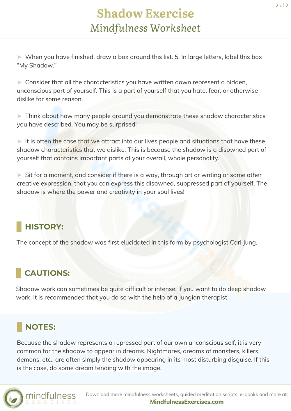 Mindfulness Worksheet - Page 2