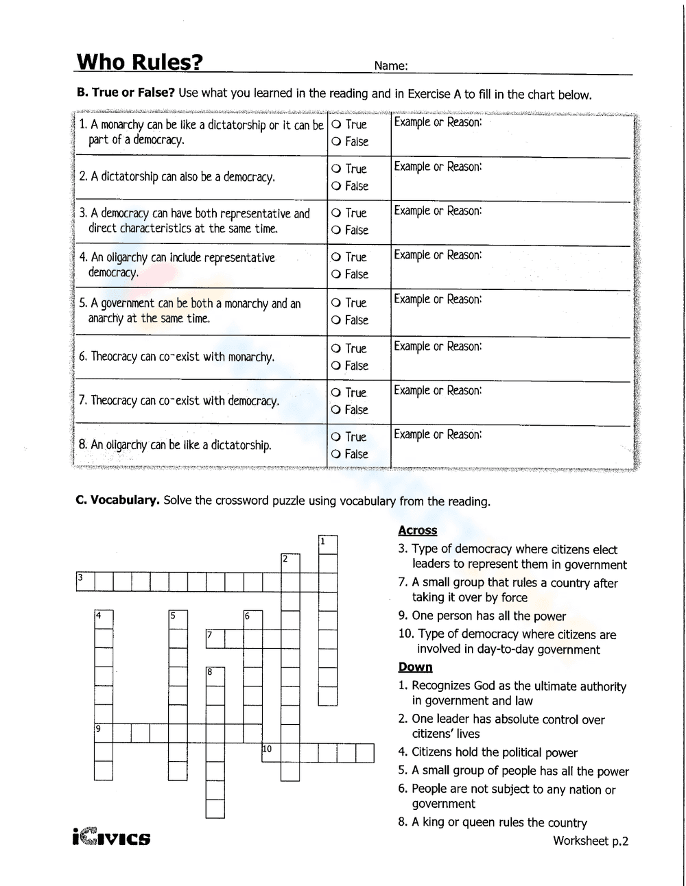Who Rules Worksheet - Page 2